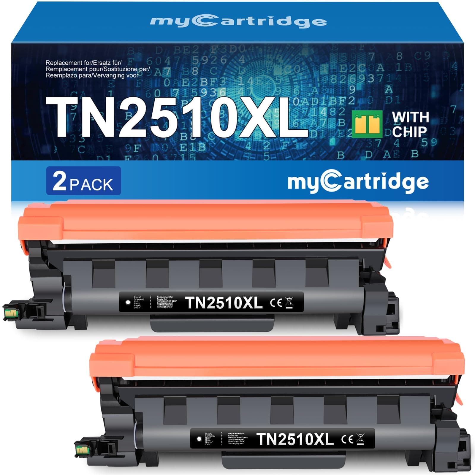 myCartridge TN2510 XL TN2510XL Toner Compatible avec Brother MFC-L2835DW HL-L2400DWE DCP-L2660DW DCP-L2665DW HL-L2445DW DCP-L2620DW DCP-L2627DW pour TN2510 TN 2510XL 2xNoir
