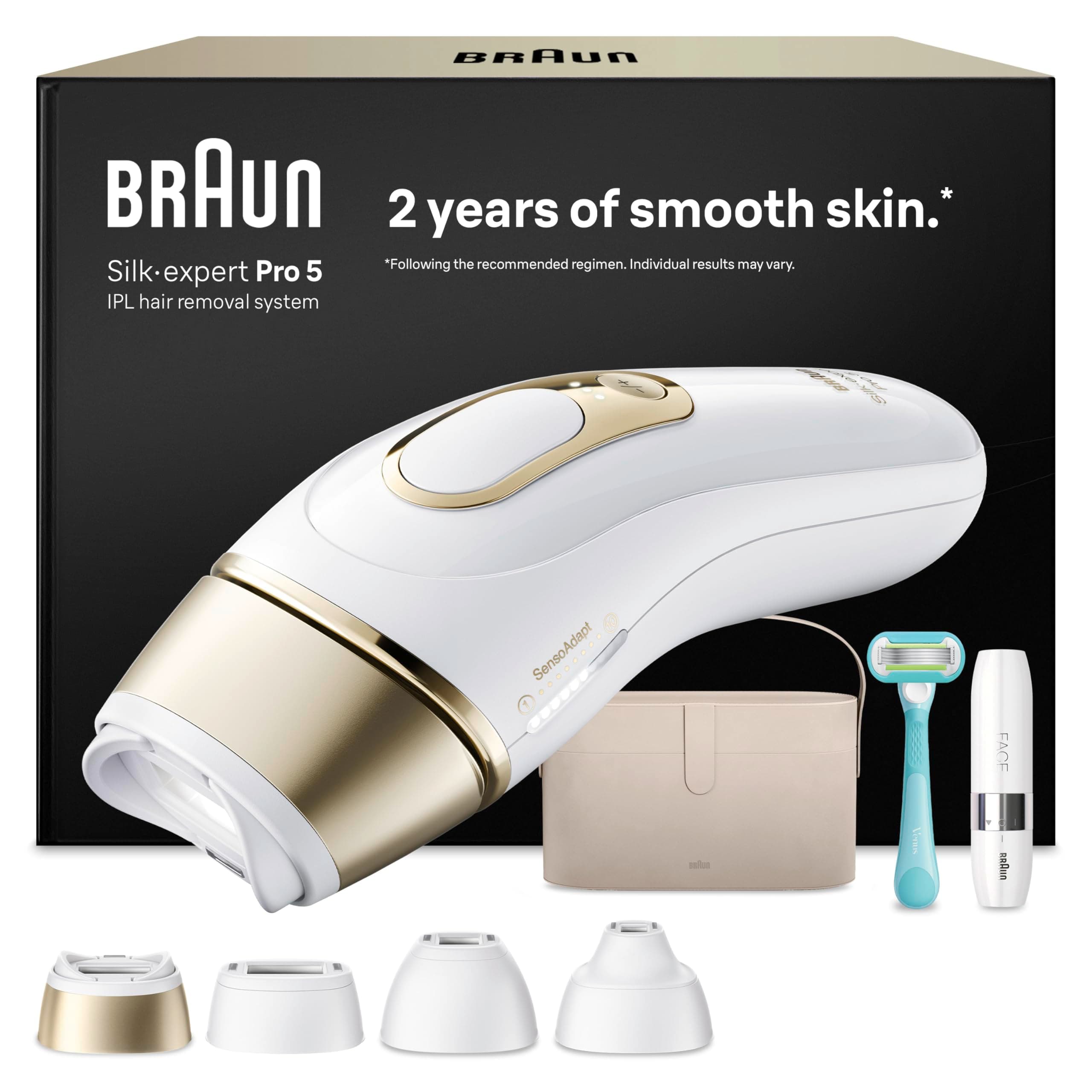 Braun Luz Pulsada Silk·expert Pro 5, PL5442, Blanco/Oro