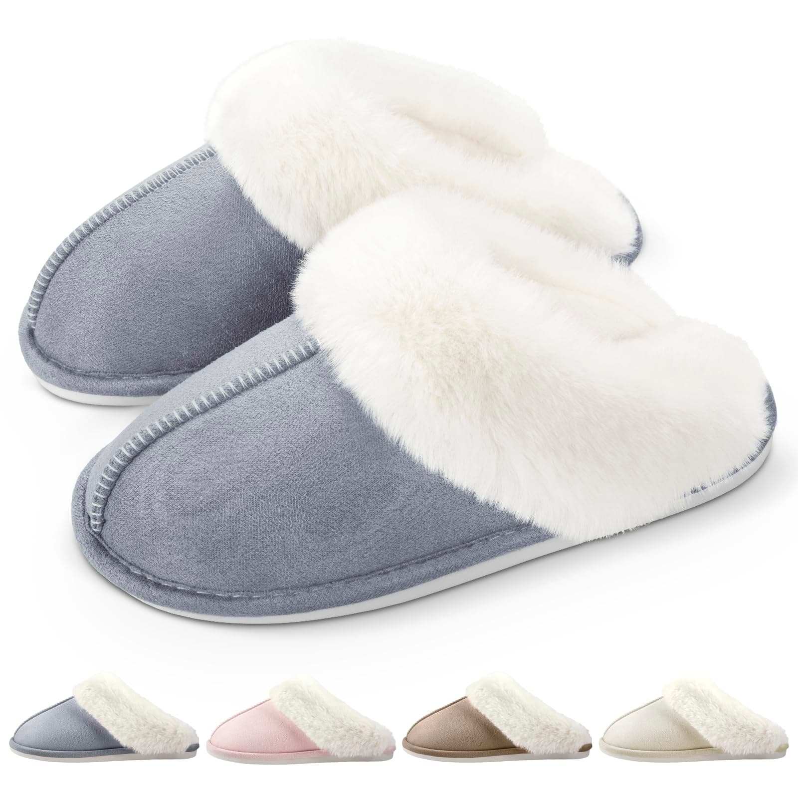 RUVVDR Chaussons Femme Homme Chauds Pantoufle Femme Hiver Confort Doux Antidérapants Faux Daim Chausson Intérieur & Extérieur