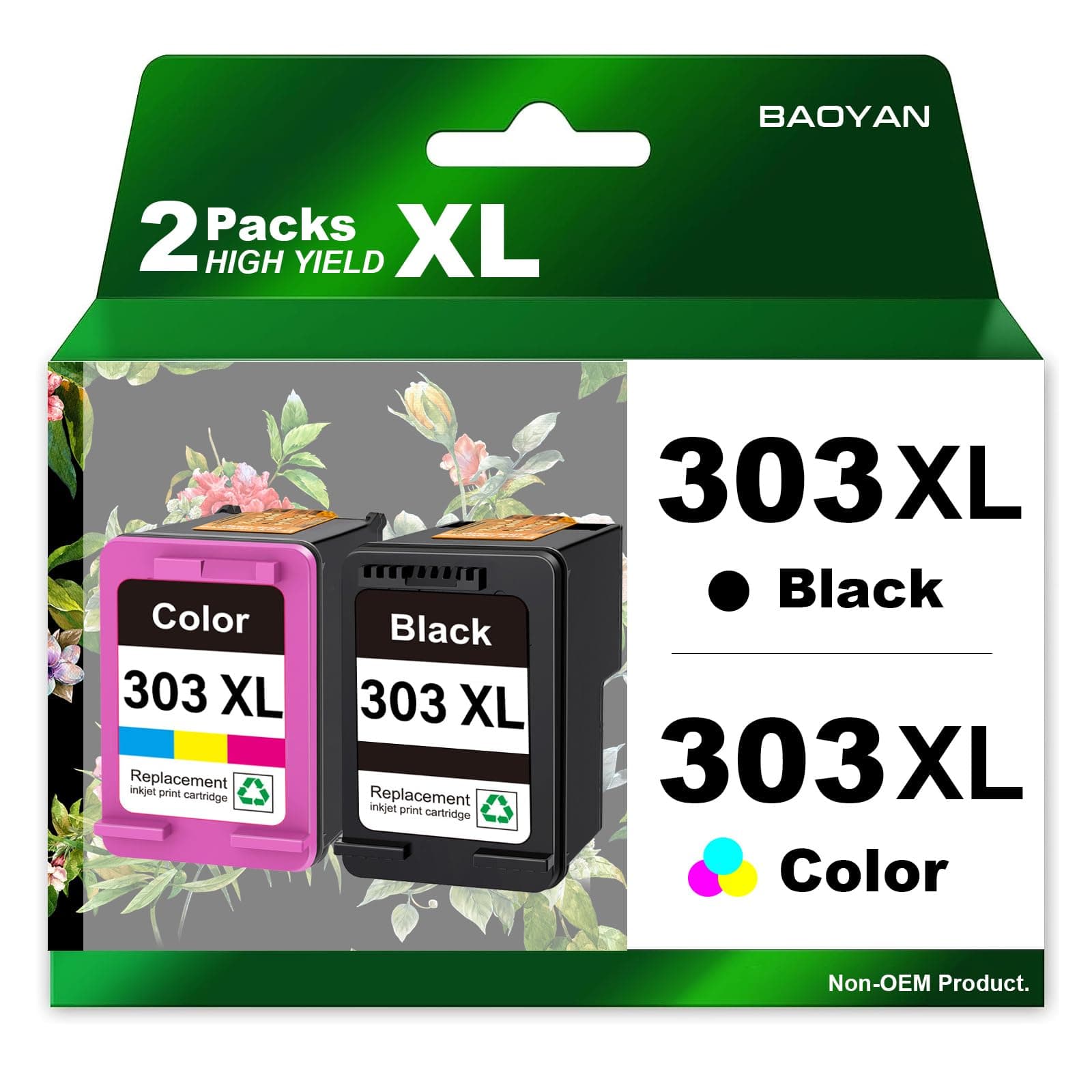 Cartouches 303 XL Noir et Couleur Remplacement pour HP Cartouches 303 303 XL 303XL Noir et Couleur Encre pour HP Envy Photo 6230 6220 7830 6232 6234 7130 7134 (1 Noir, 1 Couleur, 2 Pack)