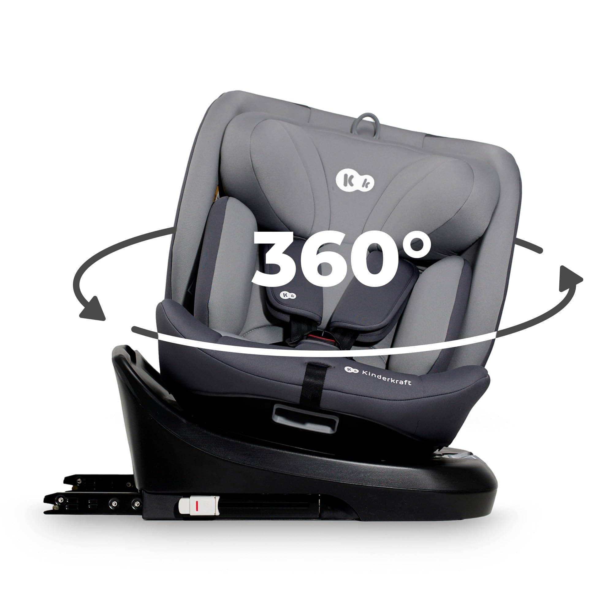 Kinderkraft I-GROW Silla de coche, I-SIZE 40-150 cm, Isofix, Silla coche bebé, para niños, Ajustable, Sillade, RWF, FWF, Universal para coche, Asiento, 360º, Grupo 0+/1/2/3, 0-36 kg, Gris