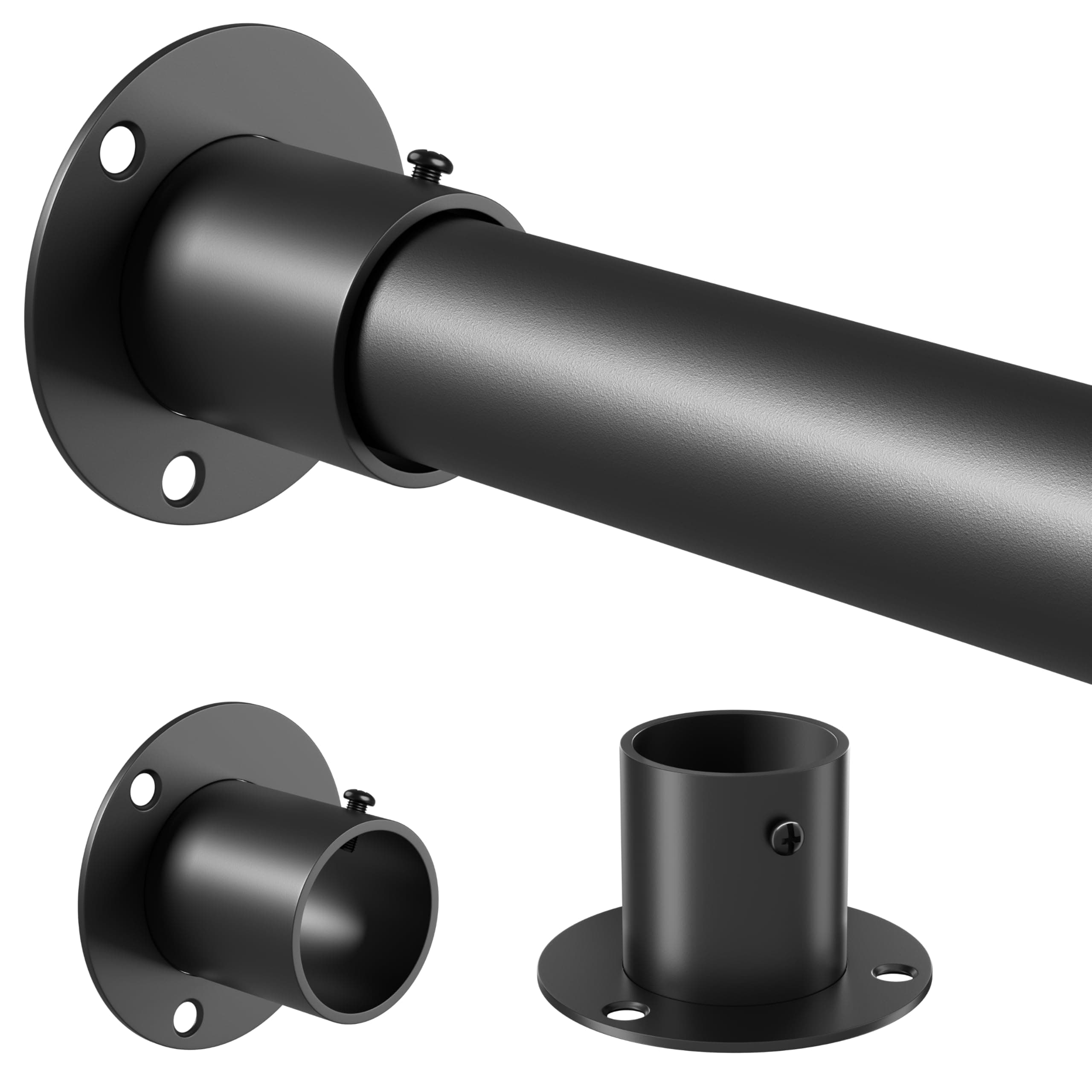 Venwemong - Barra para armario, percha extensible, acero inoxidable estable para armario y almacenamiento, color negro, longitud 85–230cm, diámetro 32mm