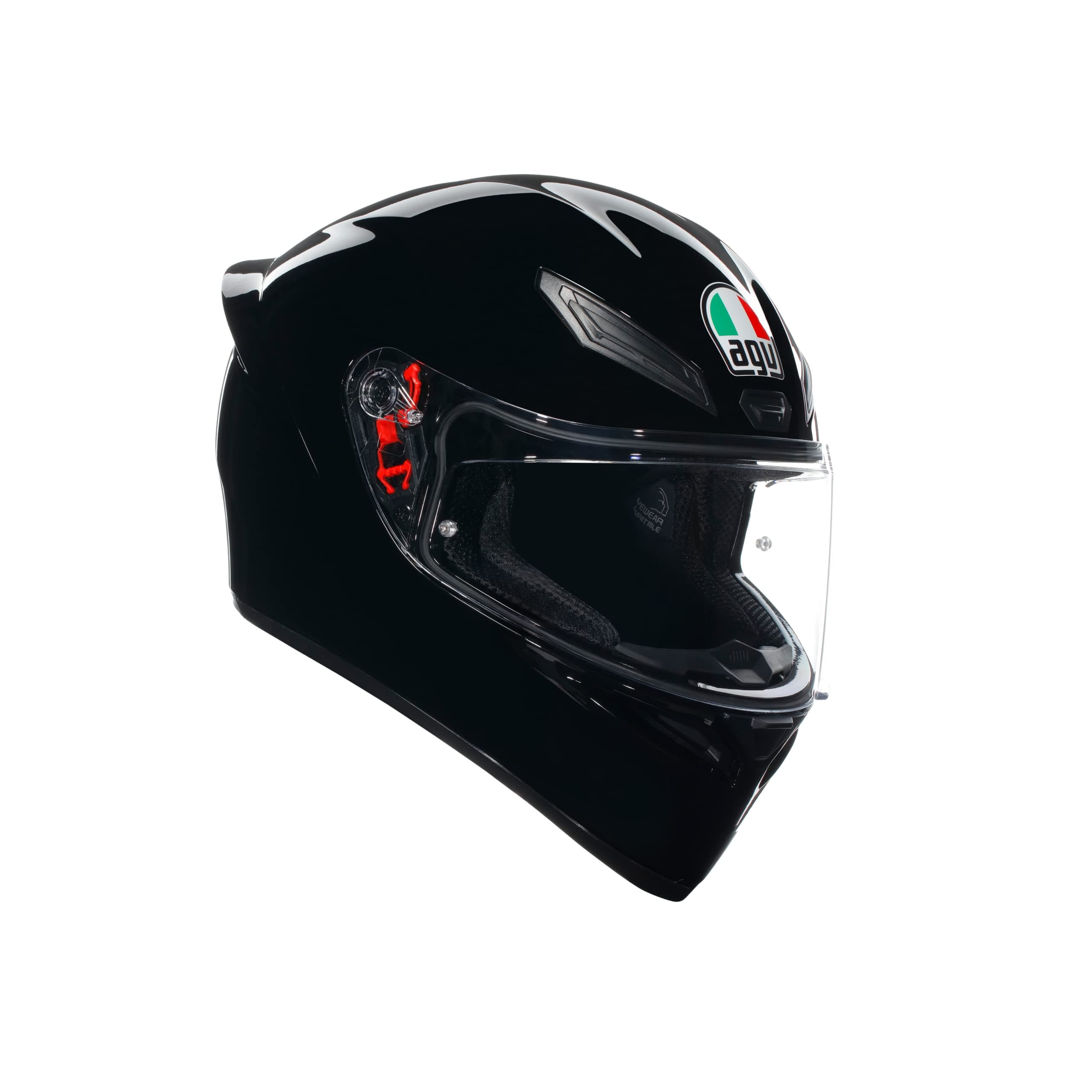 AGV - K1 S ECE 22-06, Casco Moto Integral Hombre ECE, con Aleron Aerodinámico, Ventilaciones y Visera Resistente a Arañazos, Campo de Visión de 190°, Intercomunicador Casco Moto