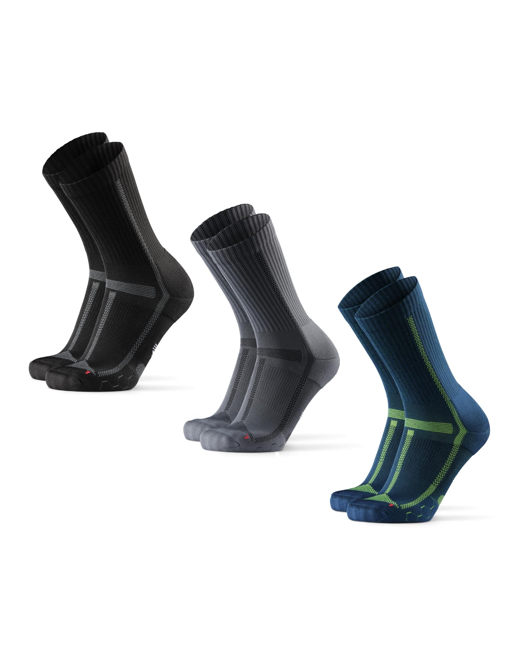 DANISH ENDURANCE Crew Laufsocken, Halbhohe Sportsocken, Atmungsaktive Socken, Leichte Kompression, Gepolstert & Anti-Schweiß, Damen & Herren, 3 & 5 Paar