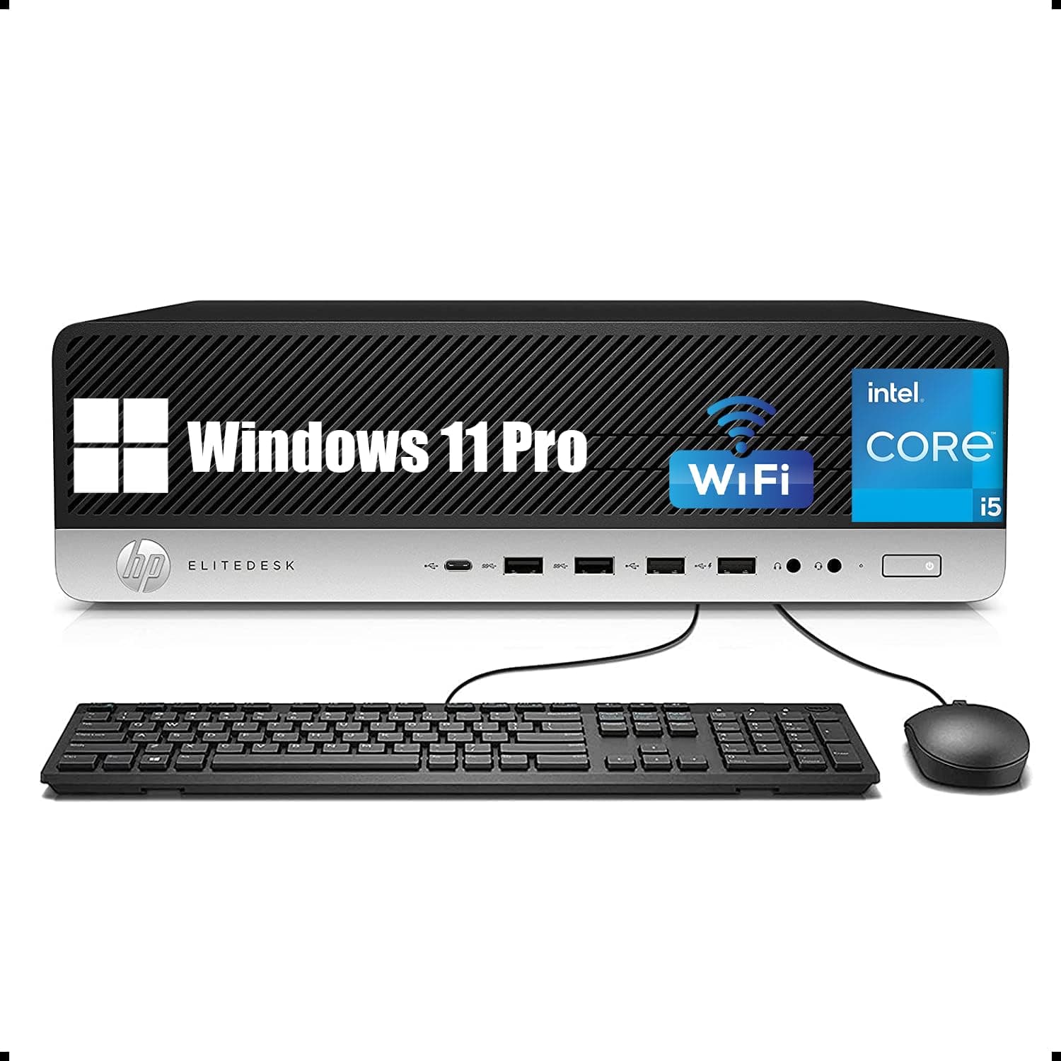 HP EliteDesk 800 G3 SFF Desktop Computer PC, Intel Core i5-6600, 8 GB RAM, SSD da 256 GB, WiFi, Bluetooth, tastiera US QWERTY Windows, 11 Pro (ricondizionato)