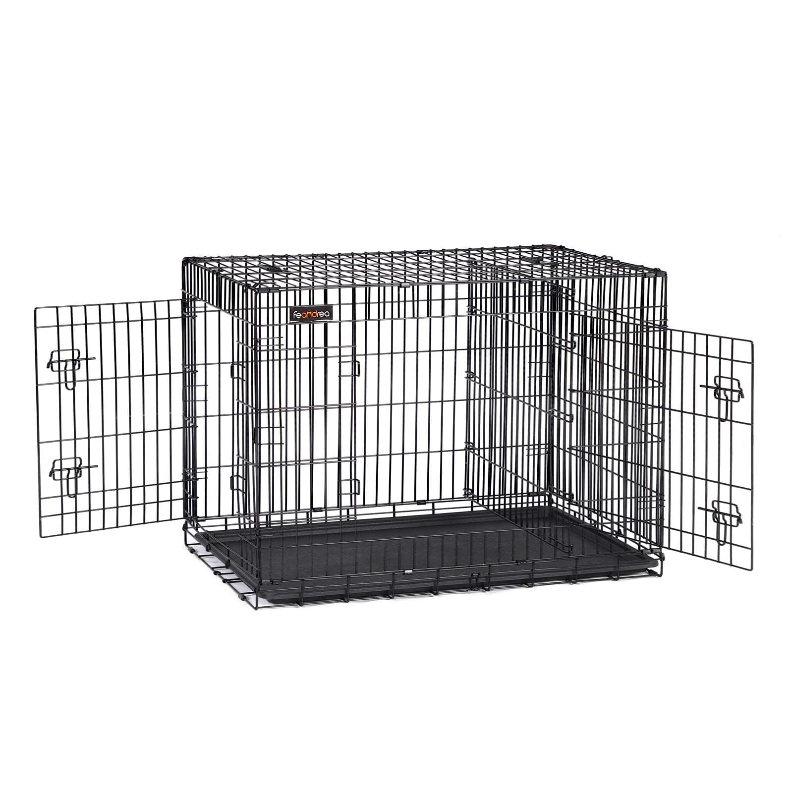 Feandrea Jaula para Perros Plegable con 2 Puertas, Separador, Bandeja Extraíble, 92,5 x 57,5 x 64 cm, L, Negro PPD36BK