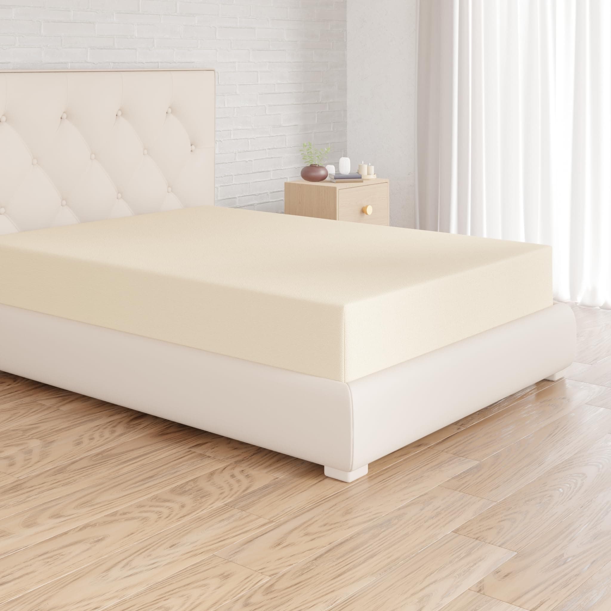 Amazon Basics Drap Housse, 160 x 200 x 30 cm, en Polyester Microfibre pour Matelas Épais jusqu'à 30 cm, Beige