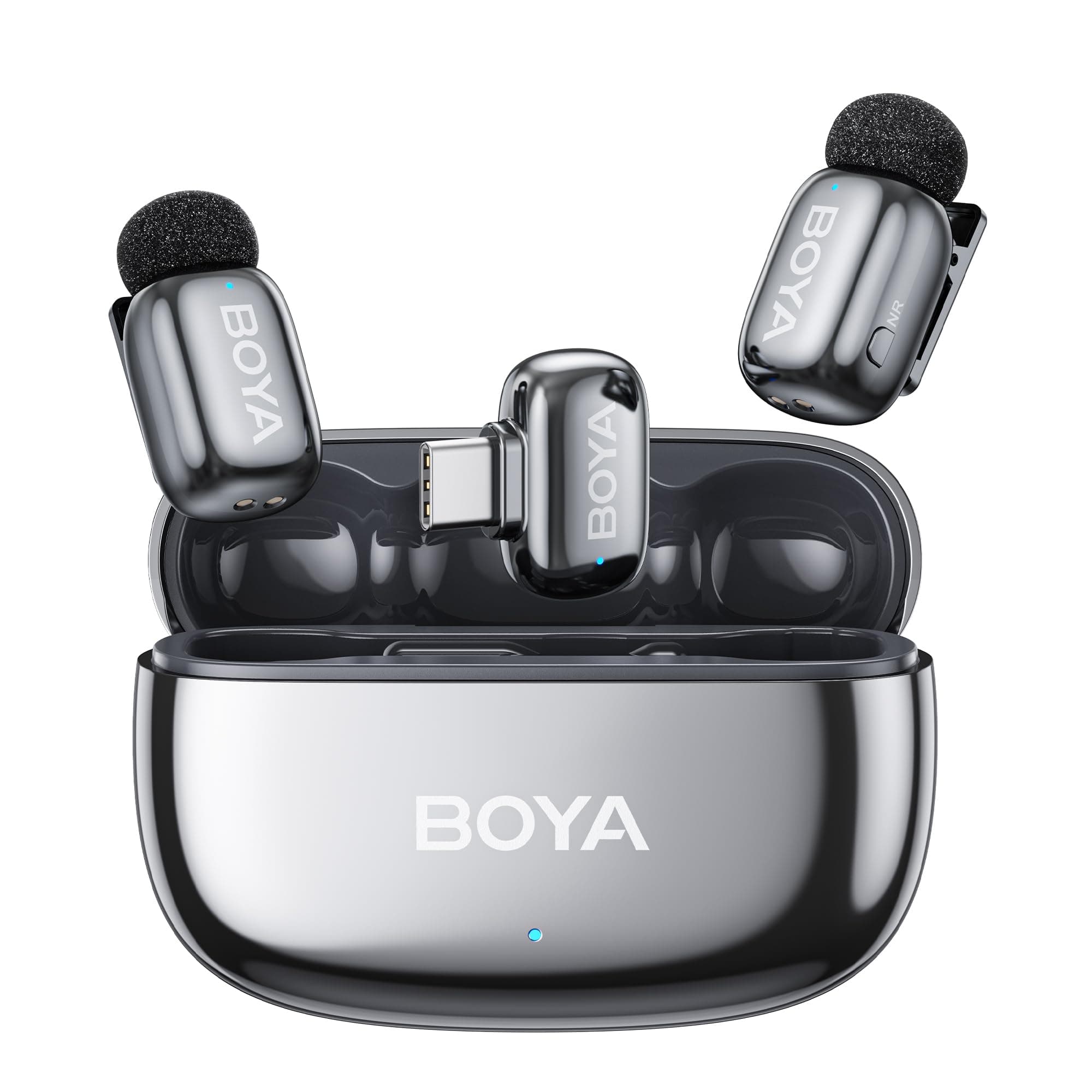 BOYA MINI 2 Microfono per iPhone 15/16/17, Android, Microfono Wireless, 5g, 48kHz/24Bit, 100m, Microfoni Lavalier USB-C, 30 Ore, Microfoni Senza Fili per Video Social, Vlogging, YouTube, Streaming