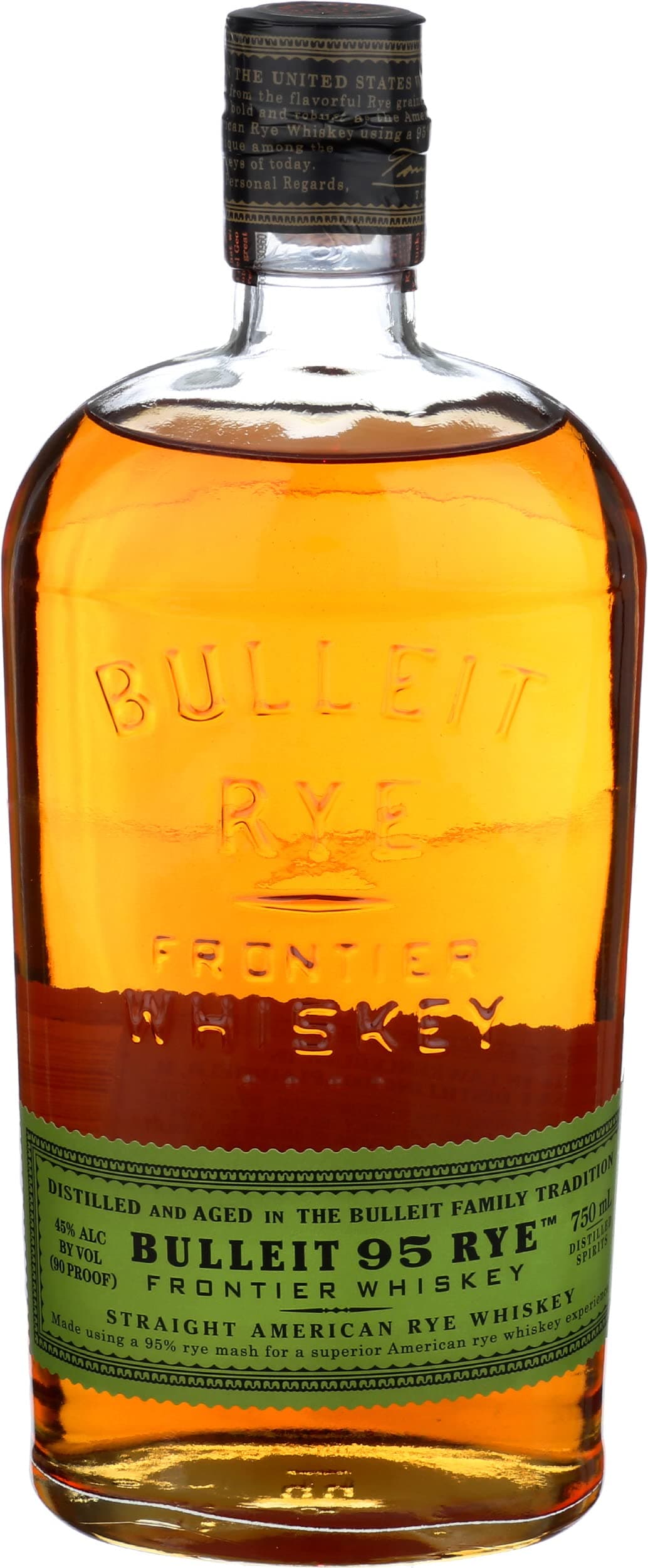 Bulleit 95 Rye Bourbon, Small Batch American Frontier Whiskey, 95%-iger, hoher Roggenanteil, Aromatischer Whisky, handgefertigt in Kentucky, 45,6% Vol, 700ml Einzelflasche