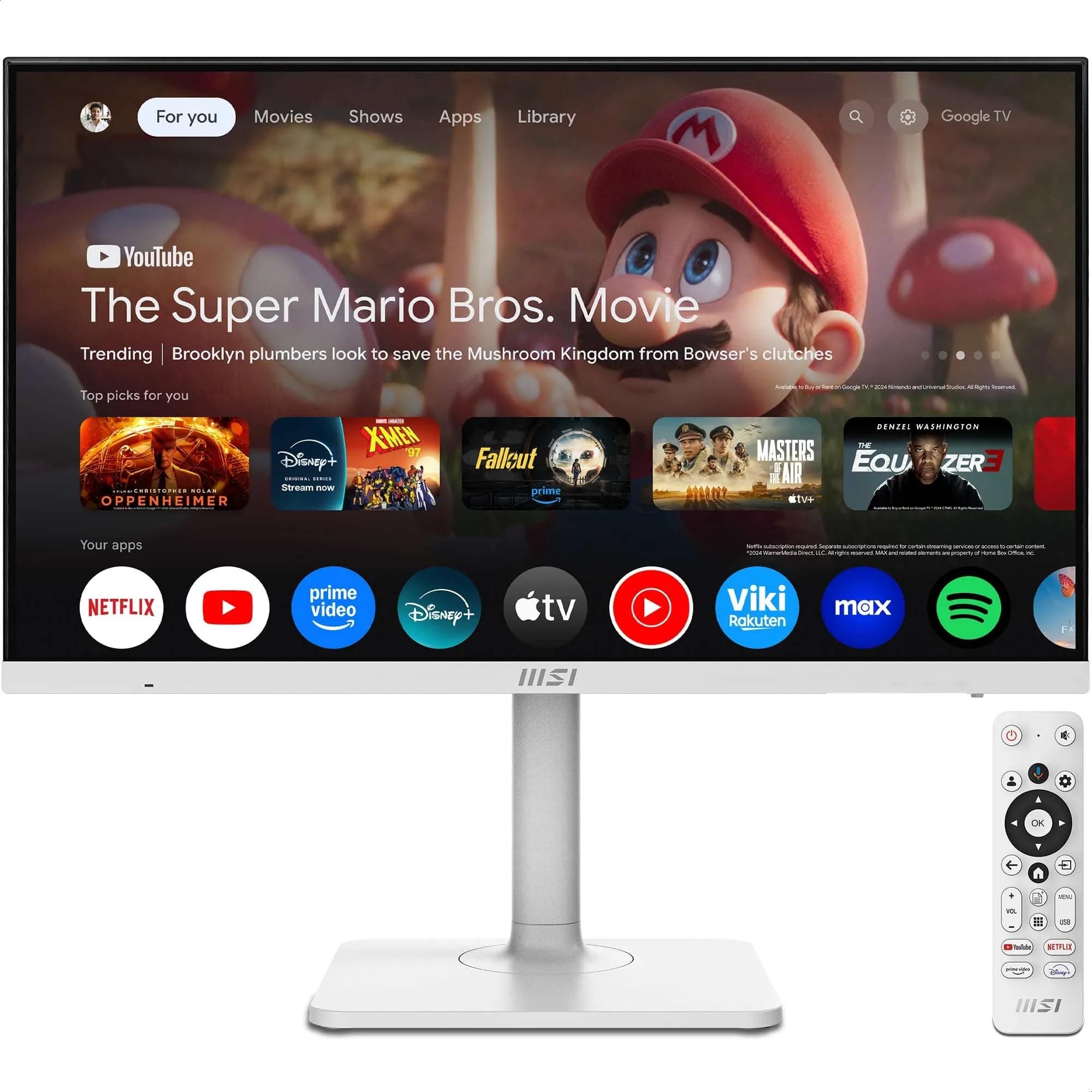 MSI Modern MD272UPSW Monitor Smart Google TV 27” 4K UHD – Google Assistant, Dolby Audio, Wireless Display, Multi Control – WiFi 5, Bluetooth 5.0, LAN, HDMI 2.0b, DP 1.4a, Type-C 65W PD, USB-A, KVM