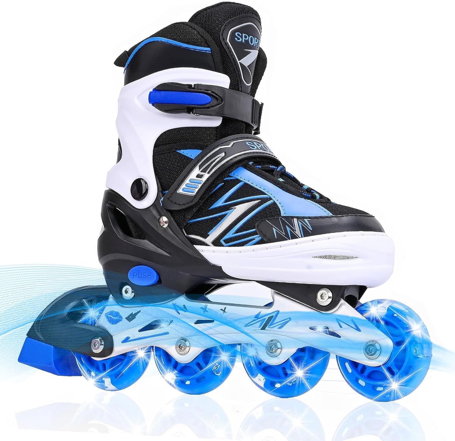 DUZSKJ Patines en línea Ajustables para niños y niñas con Ruedas de iluminación, Patines Ajustables para niños, para Principiantes, niños, Juegos al Aire Libre en Interiores
