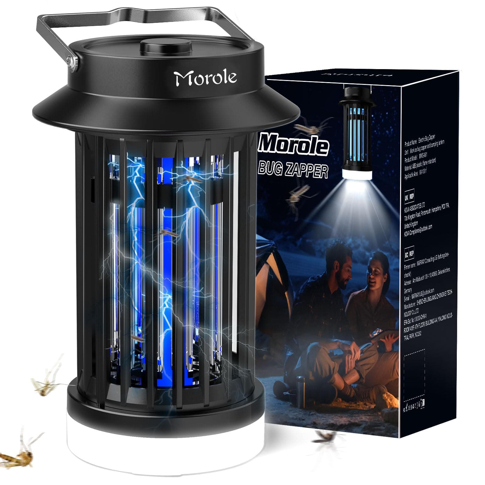 Morole Mata mosca eléctrica USB, lámpara antimosquitos UV de corriente continua LED portátil, ideal para uso en interiores y exteriores