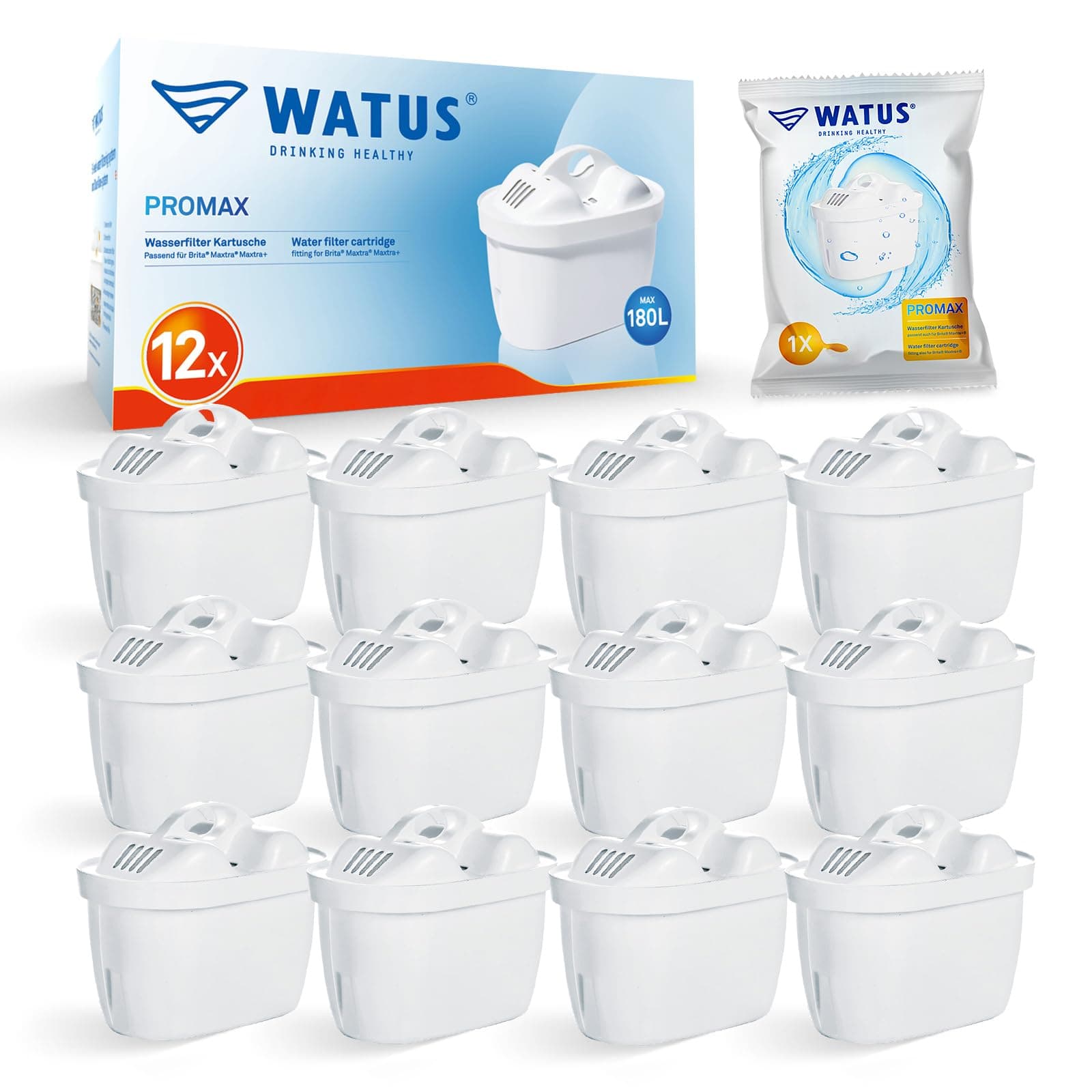 Watus Filtri, Compatibili con BRITA Maxtra+ e Maxtra, Maxtra Pro, Maxtra Plus, Made in Germany, Riducono Piombo, Cloro, Metalli Pesanti e Calcare Nell'acqua (12)