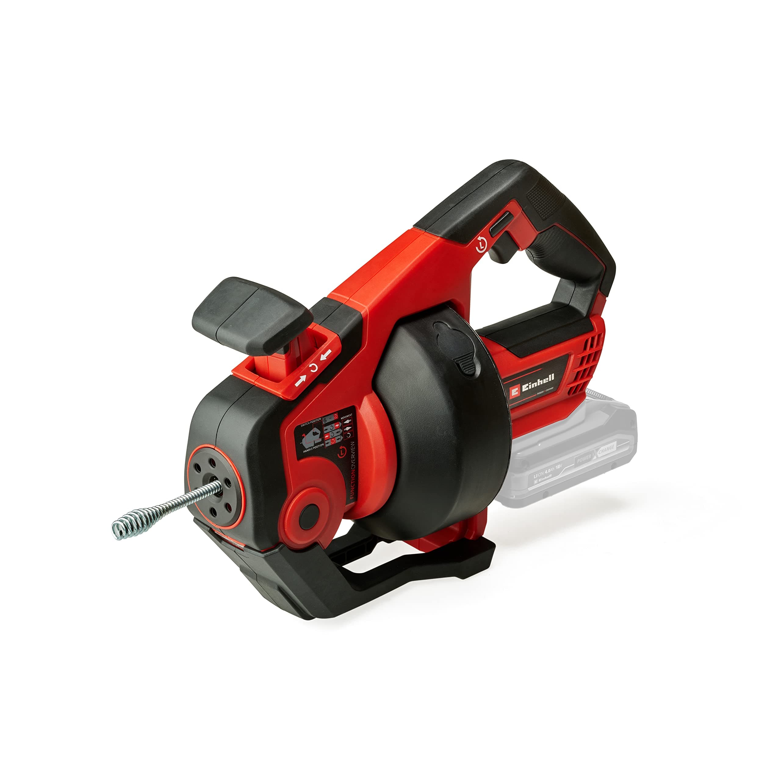 Einhell Furet déboucheur de canalisations sans fil TE-DA 18/760 Li-Solo Power X-Change (18 V, Li-Ion, long flexible spiralé de 7,6 m) Livré sans batterie ni chargeur