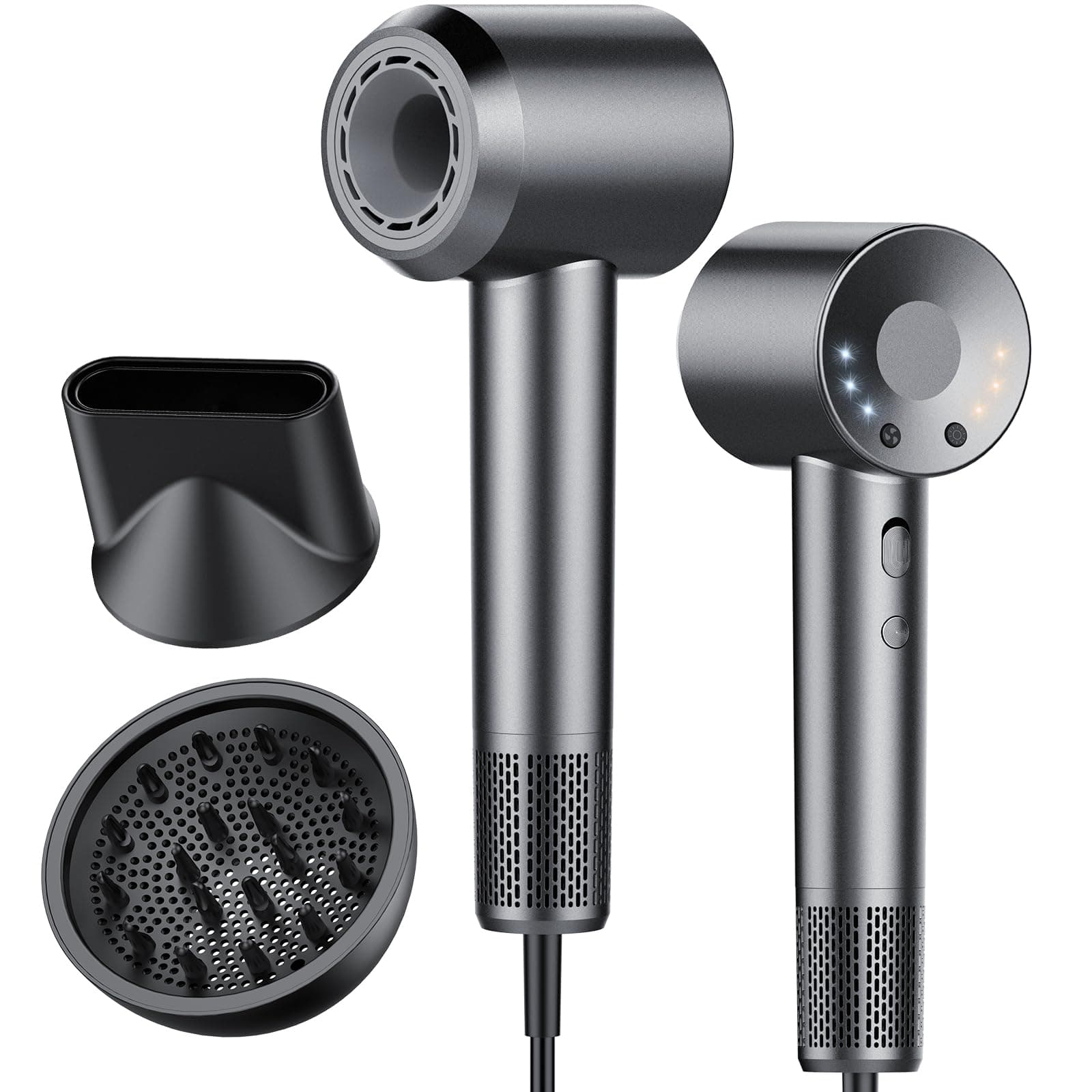 Secador de Pelo, Secador Pelo Profesional Iónico Portátil 160000 RPM, Secado Rápido, 500M Iones, Control de Temperatura, Con Difusor Magnético y Boquilla, 4 Niveles de Temperatura y 3 Velocidades