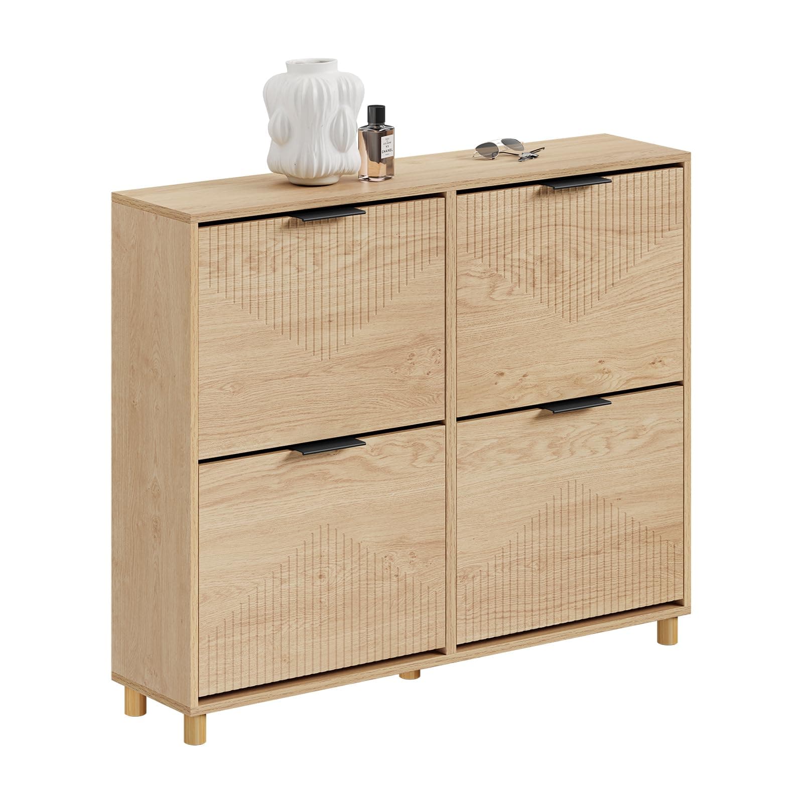 SoBuy Zapatero Entrada recibidor - Zapatero Estrecho Madera 24cm, Gran Capacidad para Zapatos hasta Talla 47, diseño nórdico, Pasillo, Entrada, Familia, Madera, 100x24x83cm, FSR214-N