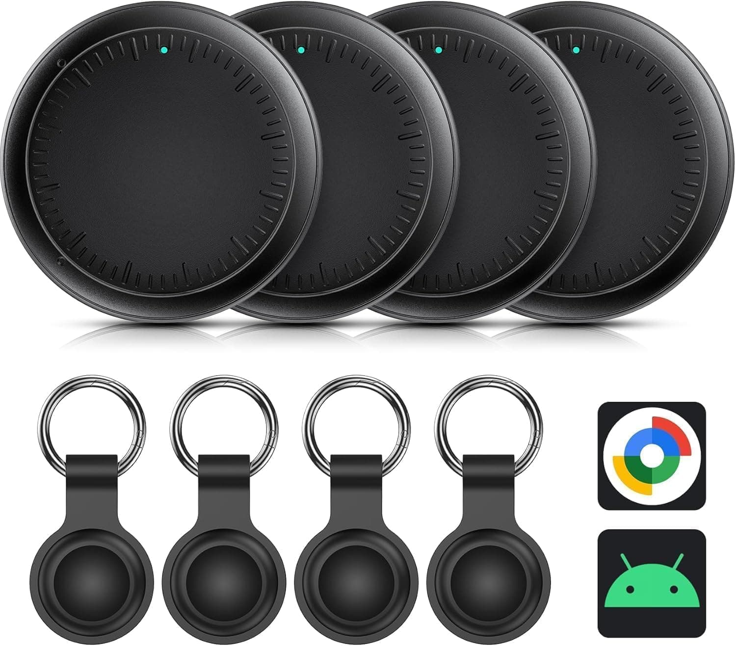 Smart Traceur Tag, Smart Traceur GPS Android Lot de 4, Fonctionne avec App Android Localiser,Traceur Localisateur D’Objets Bluetooth, Batterie Longue Durée,Tags Android pour clés/Portefeuilles