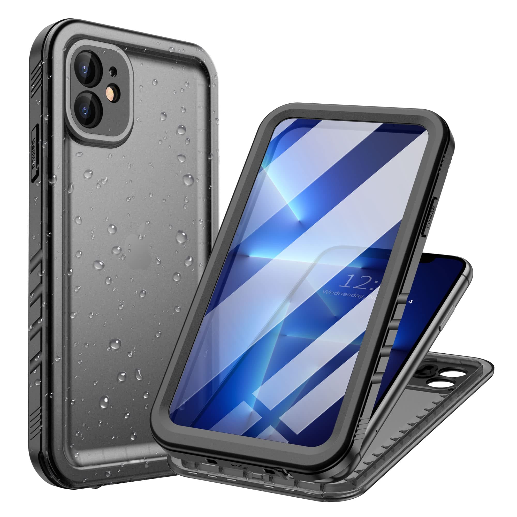 Cozycase Coque pour iPhone 11 Étanche Antichoc - 360 degres Incassable Militaire Rigide Intégrale Case/Bumper/Housse 【IP68 Waterproof/Imperméable】 Etui Anti Choc Eau avec Protection Camera - Noir
