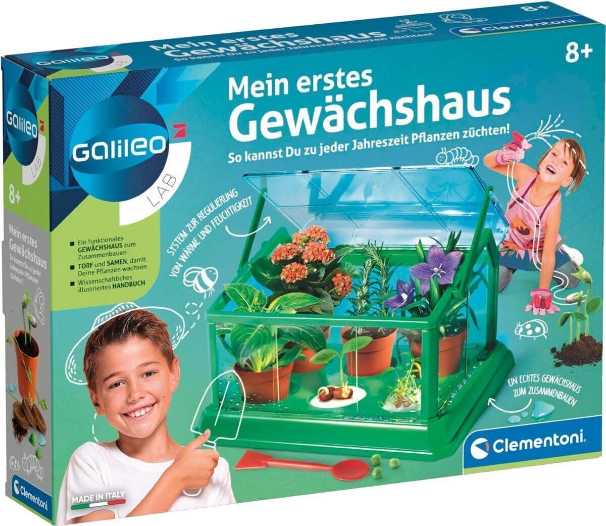 Clementoni Galileo Lab – Mein erstes Gewächshaus, Pflanzkasten & Samen für Mini-Gärtner und angehende Botaniker, Spielzeug für Kinder ab 8 Jahren von Clementoni 69490