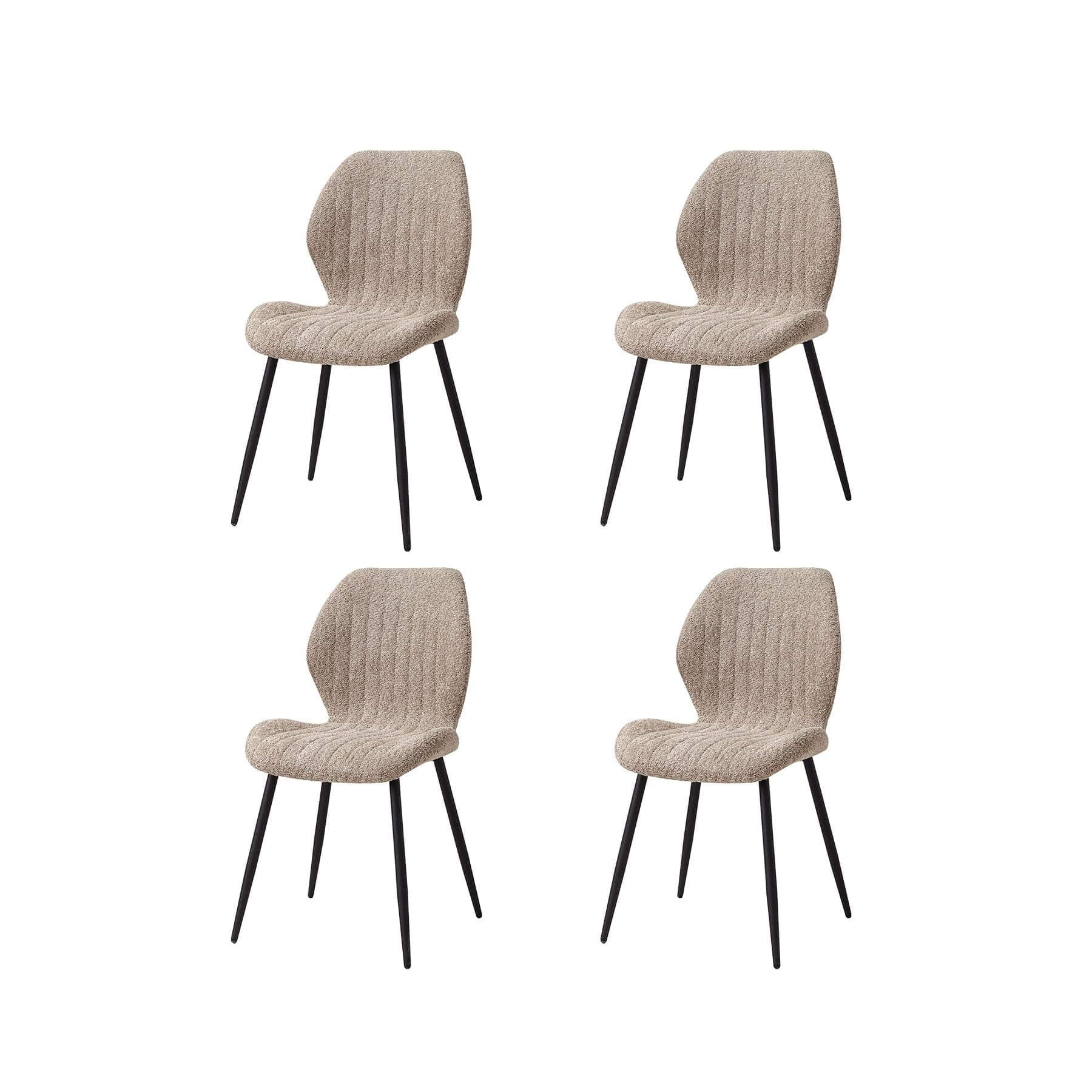 GrandCA HOME Lot de 4 Chaises de Salle à Manger Rembourrées, Chaises de Cuisine Nordiques, Chaises Rembourrées avec Pieds en Métal, Coussin en Tissu,Marron