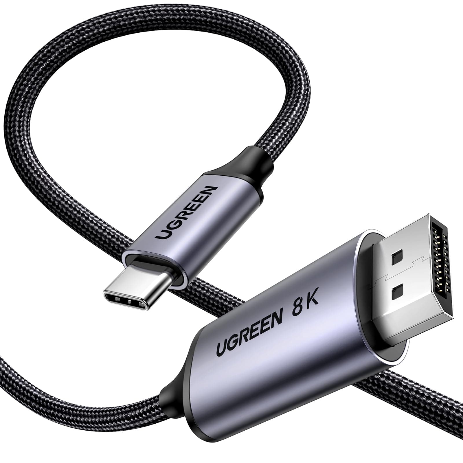 UGREEN USB C auf DisplayPort 1.4 Kabel Bidirektional 8K@60Hz 4K@240Hz DisplayPort auf USB C Thunderbolt 4 Kabel Aluminium geflochten （2M）