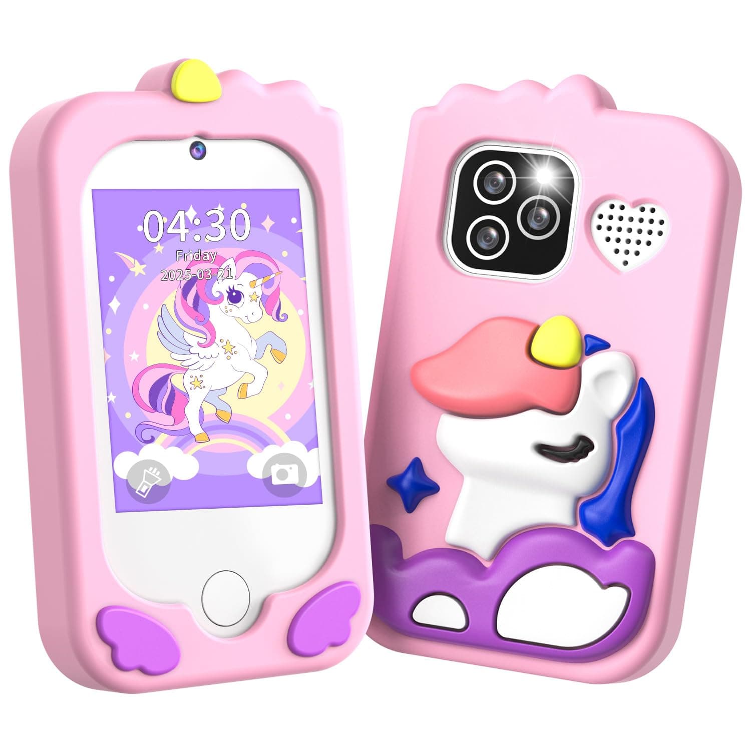 CHAKEYAKE Telefono per Bambini, Macchina Fotografica Bambini con 2,8" Tattile, Doppio Kamera, Lettore MP3, Scheda SD 32 GB, Regali di Natale e Compleanno per 3 4 5 6 7 8 9 10 Anni (Rosa)