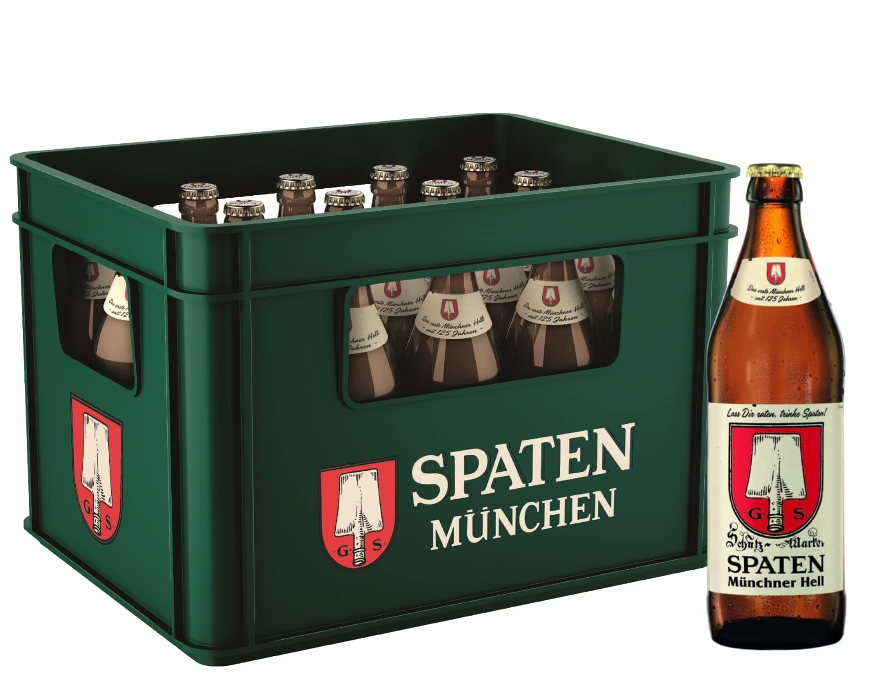 SPATEN Münchner Hell Flaschenbier, MEHRWEG im Kasten, Helles Bier aus München (20 x 0.5 l)