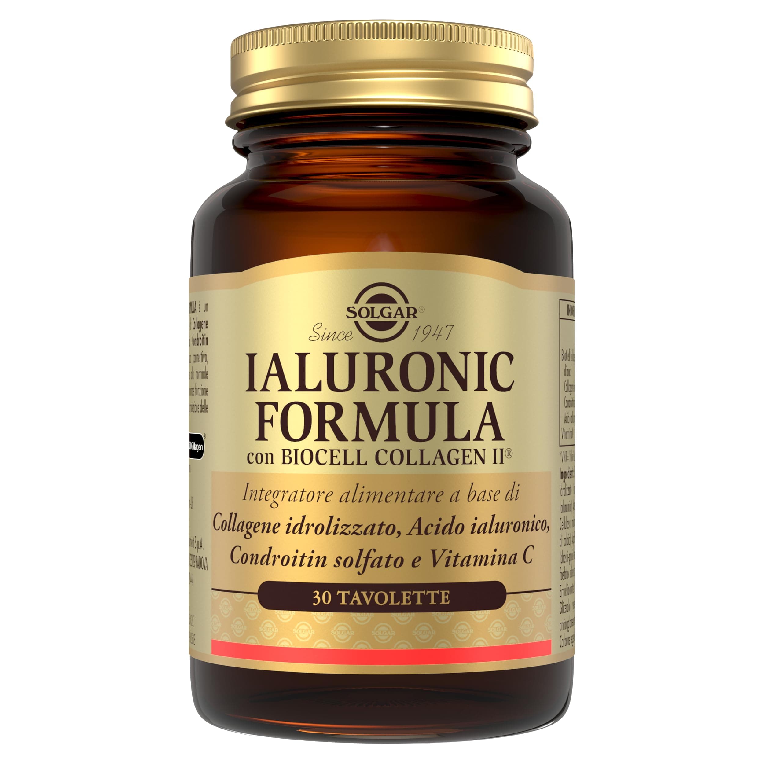 Solgar Ialuronic Formula, 30 tavolette - Integratore di collagene idrolizzato, condroitin Solfato e Acido ialuronico per Pelle e articolazioni