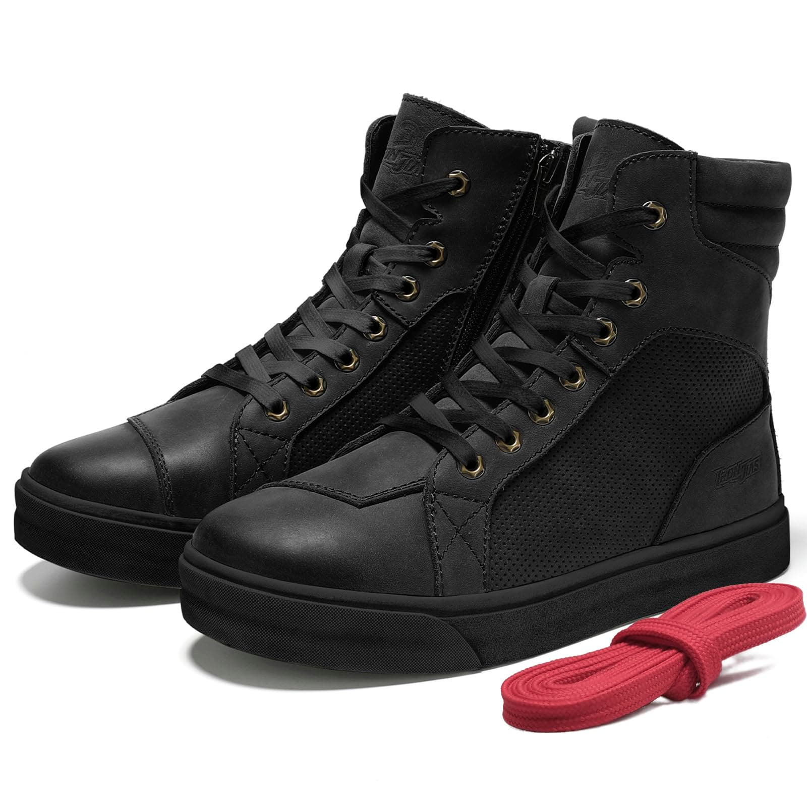 Scarpe da Moto in Pelle da Uomo, Stivali da Moto retrò, Scarpe da Ginnastica da Moto Traspiranti Casual, Cerniera del Cambio, Suola Antiscivolo Marrone 40-46