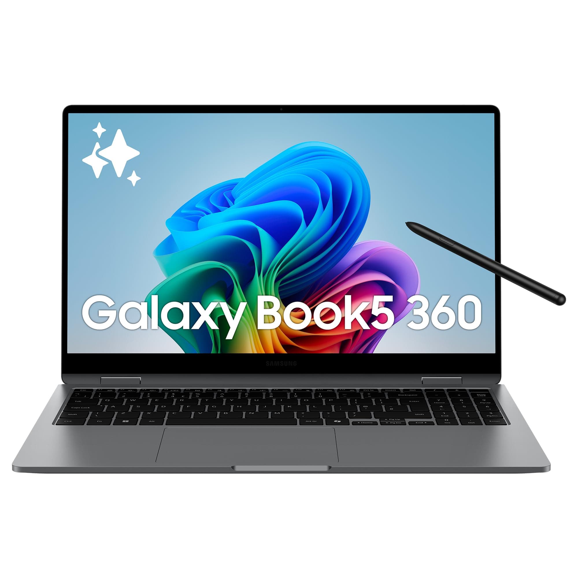 Samsung Galaxy Book5 360 15.6", Copilot+PC, Ordinateur Portable avec IA, Processeur Intel Core Ultra 7, Mémoire 16Go RAM, Stockage 1To, Clavier AZERTY FR, Anthracite