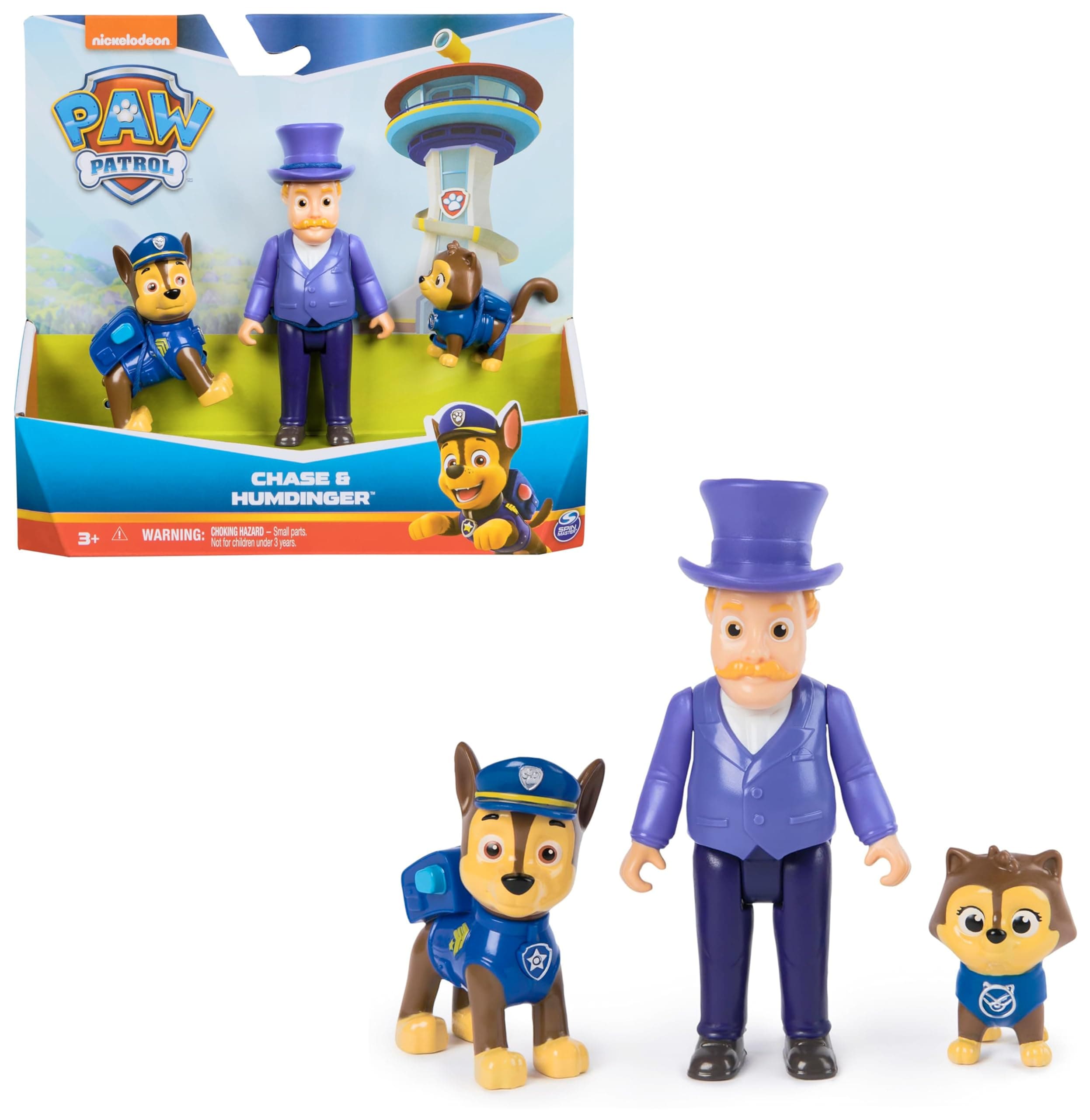 PAW PATROL Hero Pups – Actionfiguren-Set mit 1 Chase Hundefigur, 1 Chaos-Kätzchen Figur und 1 Bürgermeister Besserwisser Figur, Spielzeug geeignet für Kinder ab 3 Jahren