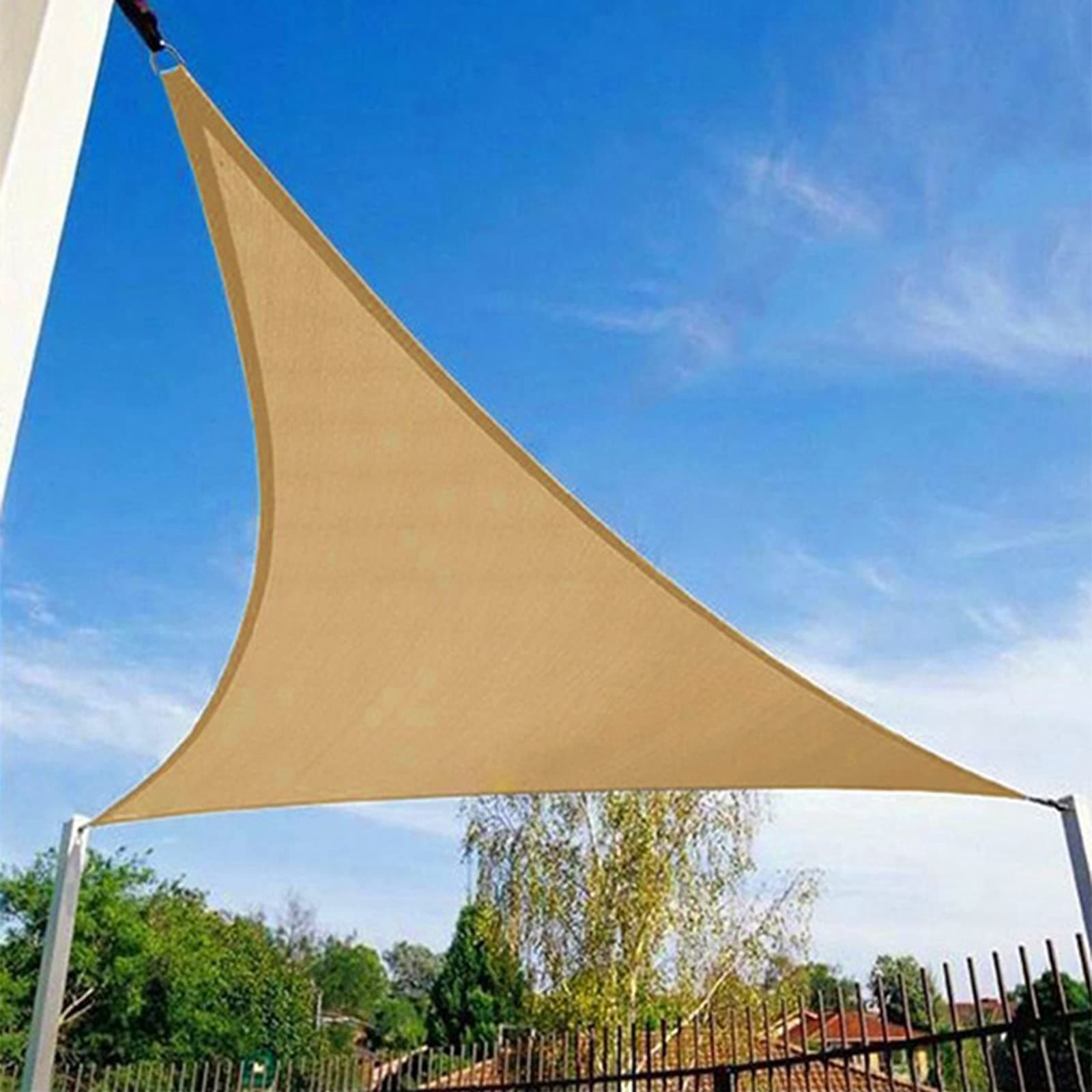 HAIKUS Tenda a Vela Impermeabile Triangolare 5x5x7,1 m, Telo Protezione Raggi UV 98%, Vela Ombreggiante 5x5x 7m, Tenda da Sole per Esterno Giardino Terrazzo, Sabbia