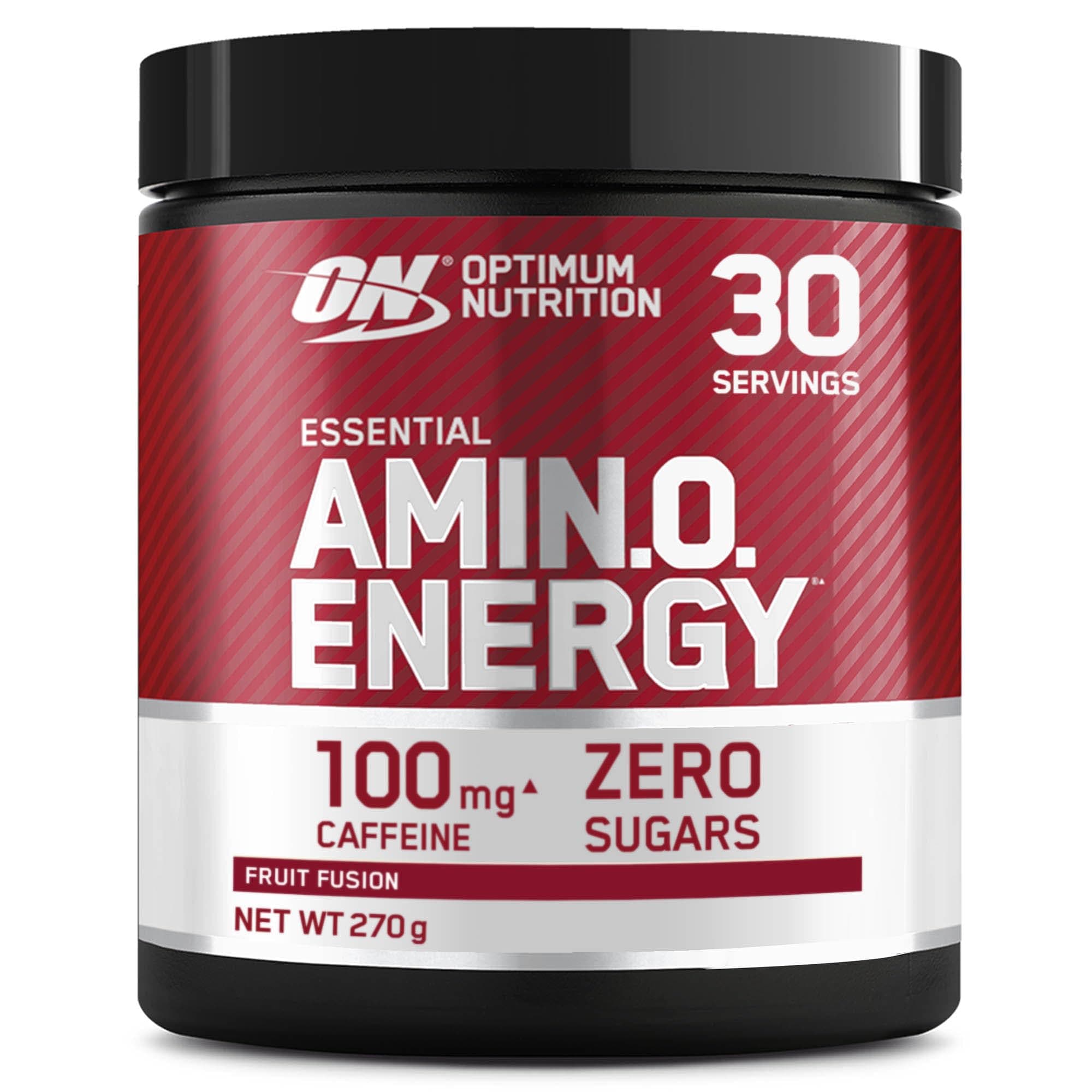 Optimum Nutrition Amino Energy Pre Workout Powder, Energy Drink mit Aminosäuren, BCAA, L-Glutamin und L-Leucin, Vitamin C und Koffein, Frucht-Mix-Geschmack, 30 Portionen, 270 g