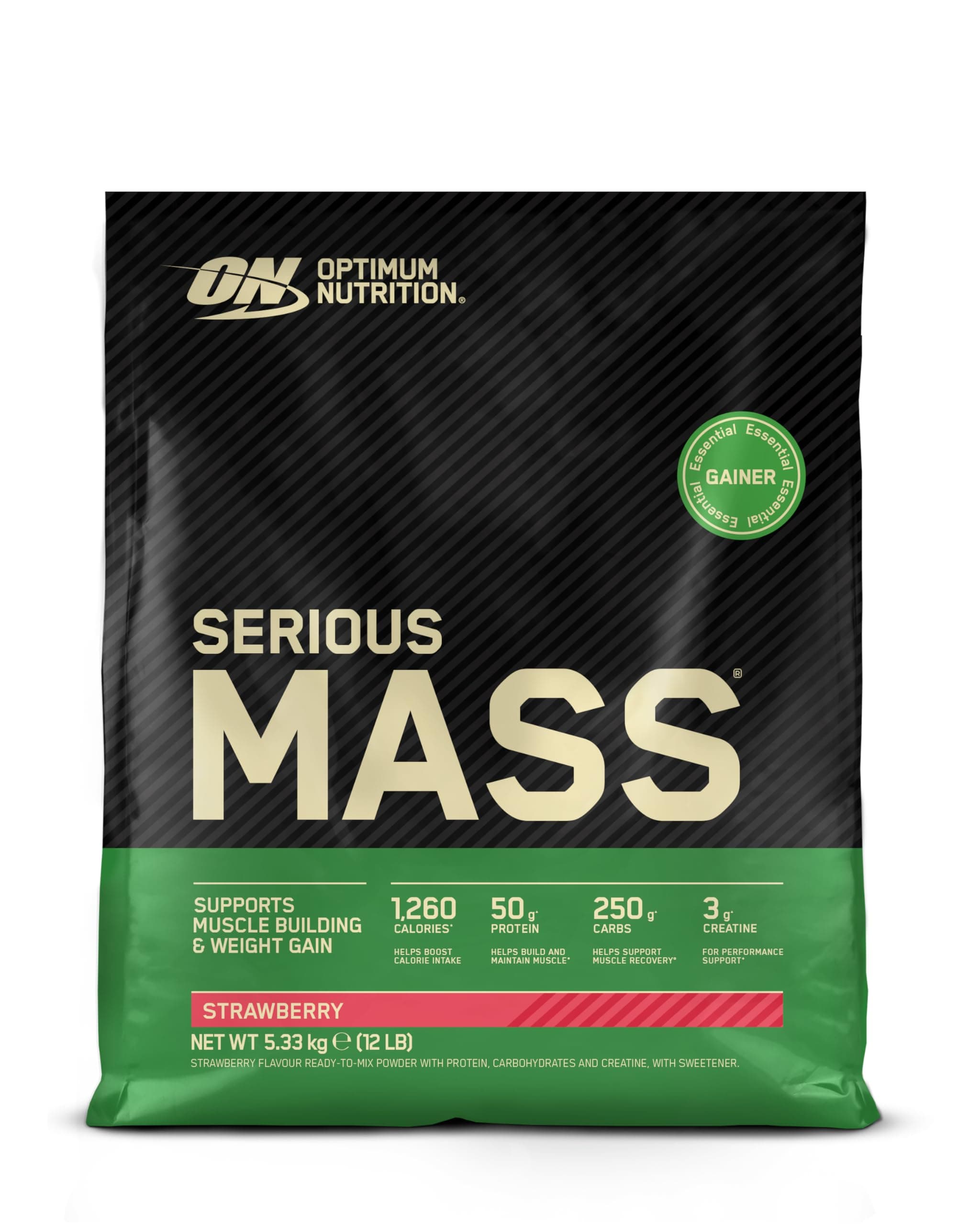 Optimum Nutrition Serious Mass 2025 Weight Gainer Pulver, Geschmack Erdbeere, 5.33kg, 16 Portionen