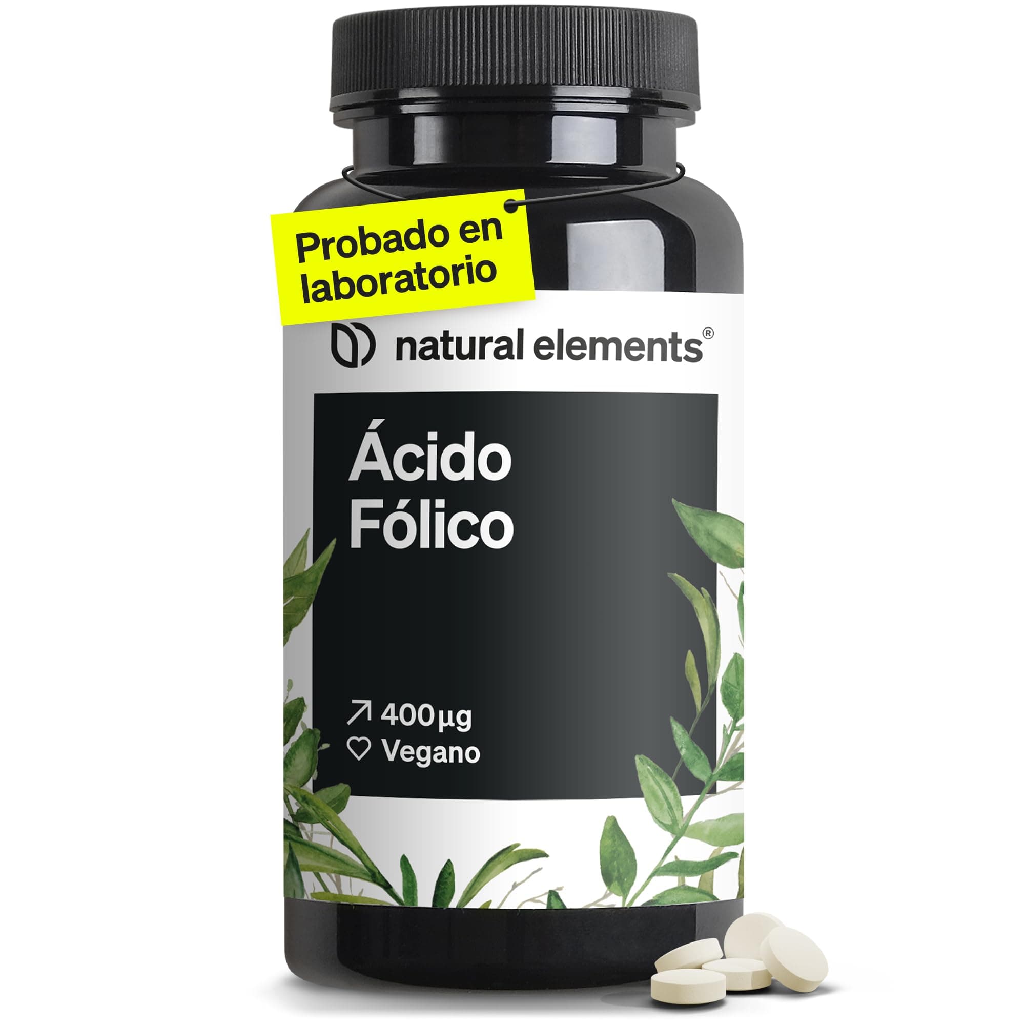 Ácido fólico 400mcg por tableta - 400 Comprimidos para 13 meses - Vitamina B9 en alta dosificación y óptima bioactividad - Sin aditivos innecesarios y vegano - Probado en laboratorio en Alemania
