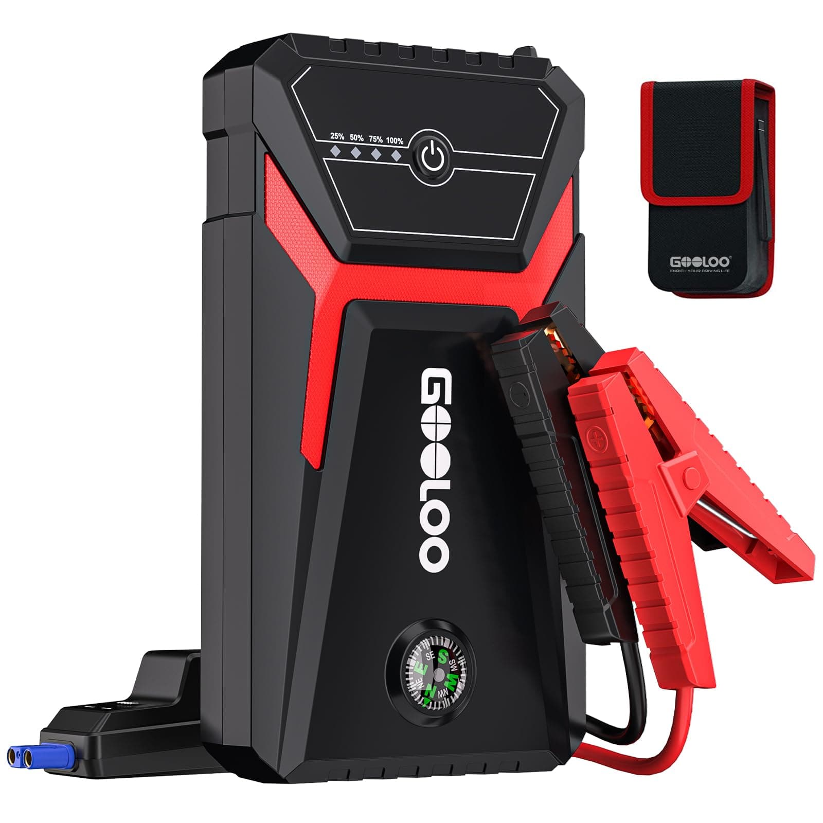 GOOLOO 1500A Arrancador de Coches, Supersafe 12V Booster Arrancador Bateria con Cable de Arranque Inteligente, para 6.0L de Gasolina o 4.0L de Diésel