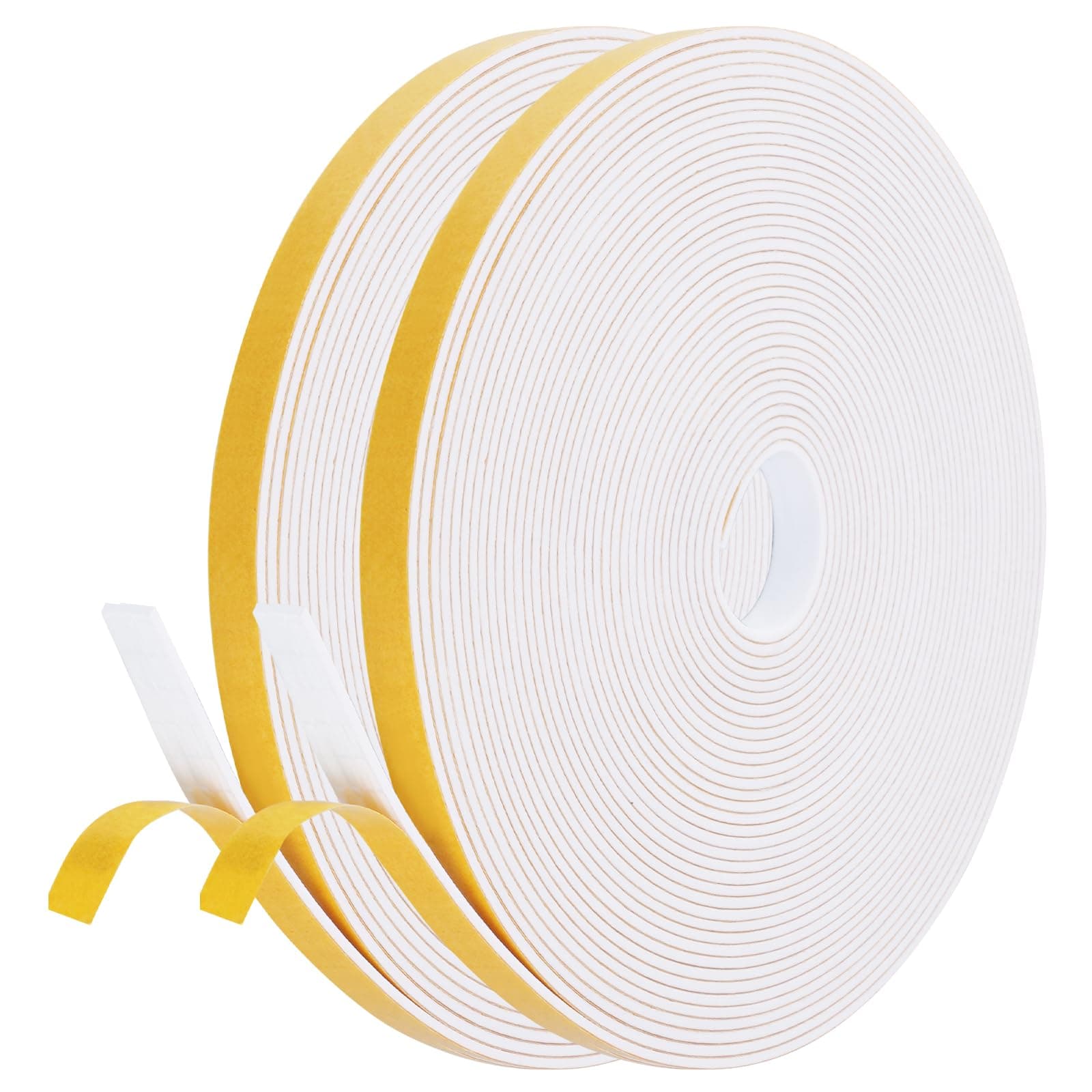 flintronic Nastro Autoadesivo in Schiuma, 10x6 mm 10m Guarnizione in Gomma per Porte e Finestre, Guarnizione per Porta Insonorizzata Antipioggia, Striscia di Tenuta per Aria Condizionata(Bianco)