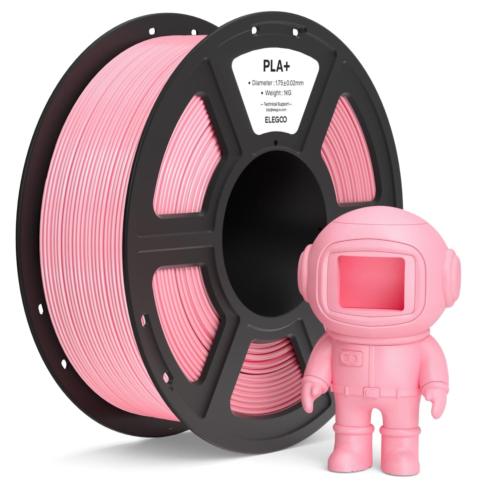ELEGOO Filamento PLA+ 1.75 1KG Rosa, Filamento PLA Plus para Impresora 3D, Precisión Dimensional +/- 0.02mm, Carrete Filamento 3D, para Mayoría Impresoras 3D