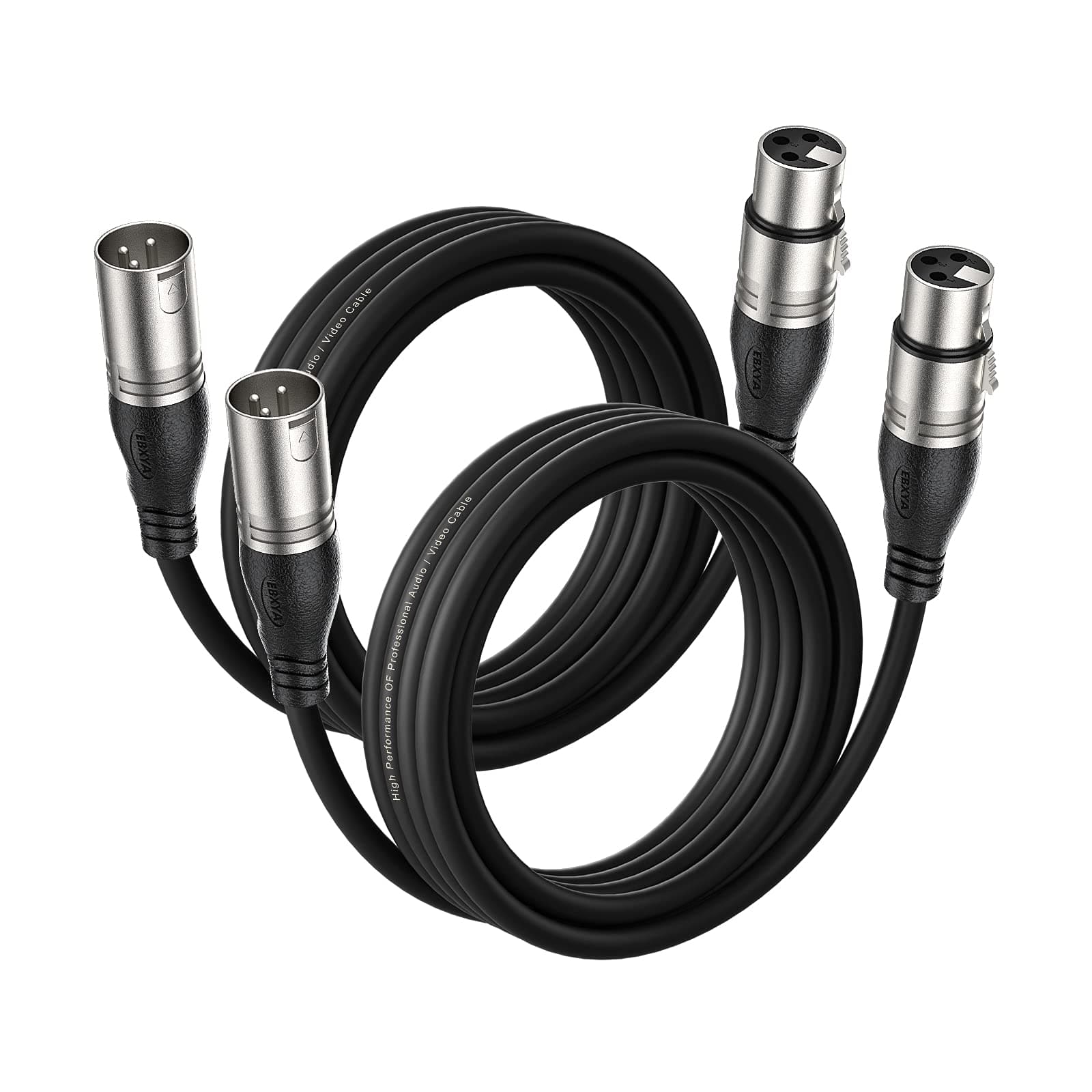 EBXYA Cable XLR 3M 2Pack Cable XLR macho a hembra Cable de micrófono Cable DMX equilibrado de 3 pines Cable de conexión XLR