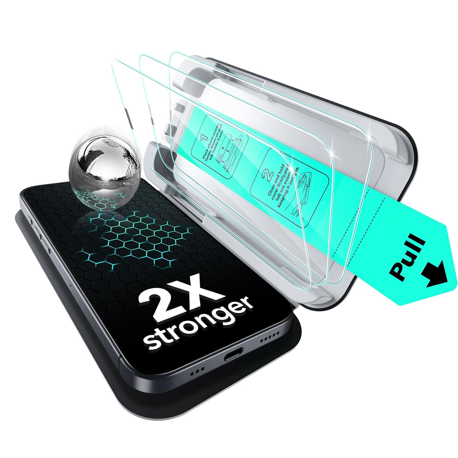 ESR für iPhone 17e/16e/14/13 Pro/13 für Panzerglas 3 Stück [3 Sekunden Schnellinstallation] Militärischer Schutz, 9H Härte, vollflächig gehärtetes Glas mit UltraFit Tray