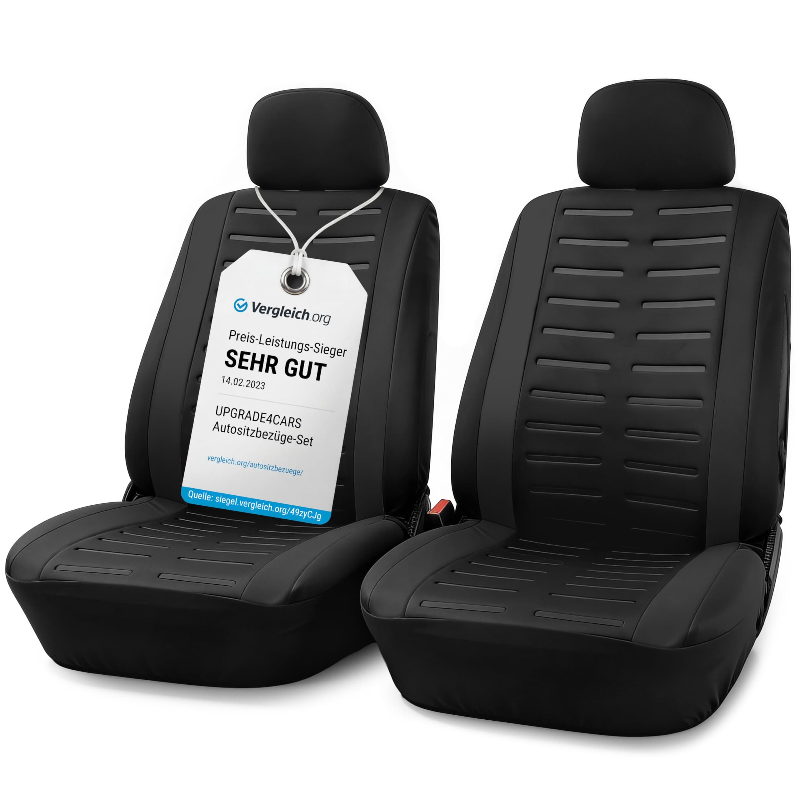 Upgrade4cars Coprisedili Anteriore Set Versione 2026 | Coperture Universali in Nero per Conducente e Passeggero | Accessori Interno Auto Decorazione