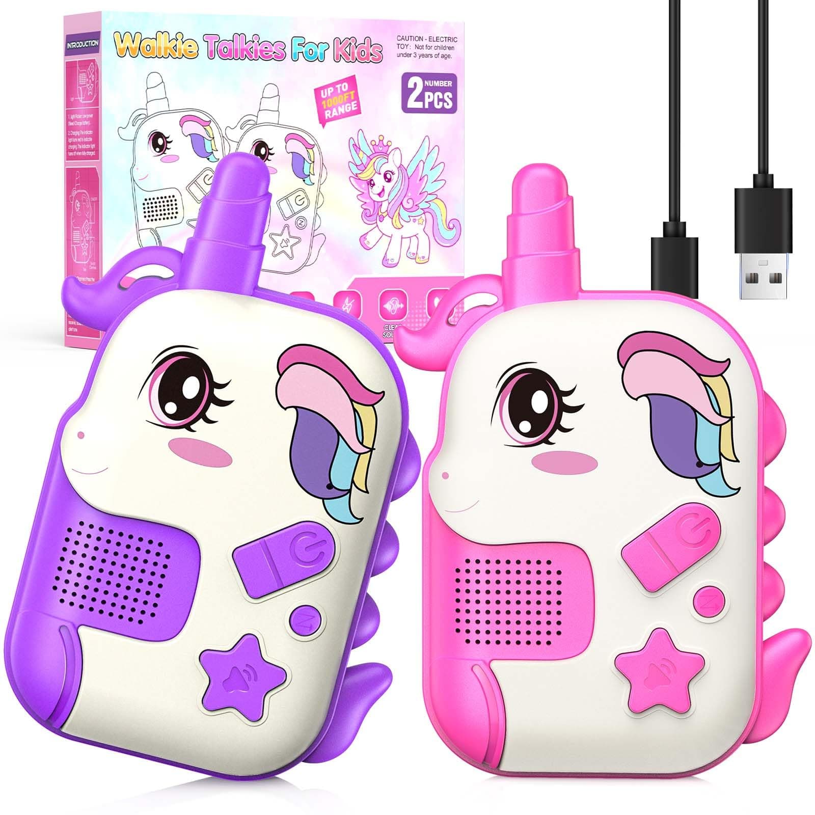 Walkie Talkie Niños Recargable, Juguetes Niñas 3 4 5 6 7 8 Años Unicornio Walkie Talkie Regalo Niñas 3-8 Años Juegos Exterior Niños Regalos de Pascua Cumpleaños Juguetes para Niñas de 3-8 Años
