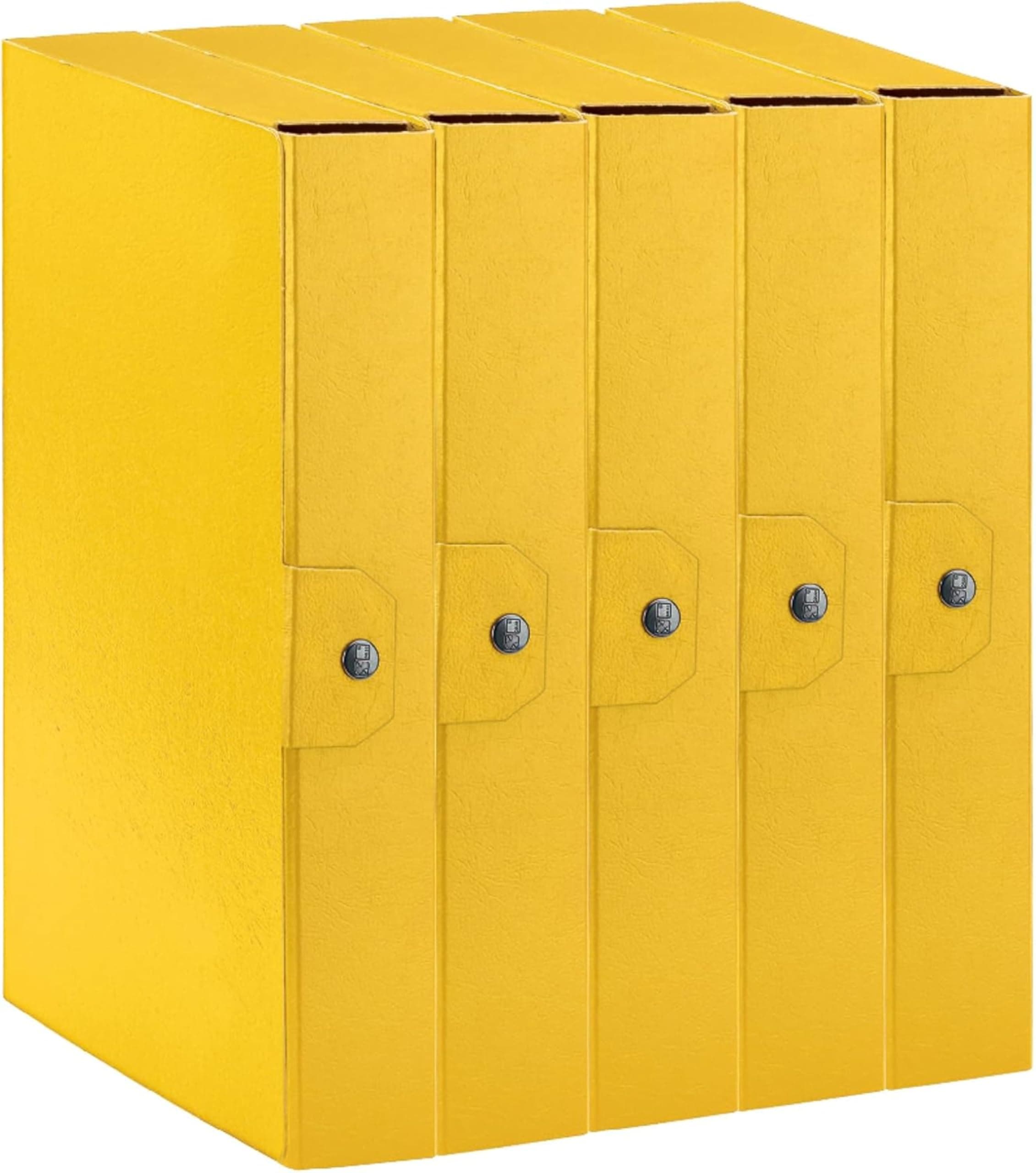 Esselte C26 EUROBOX Cartella Progetti per l'archiviazione, chiusura con bottone, 25 x 35 cm, Dorso 6 cm, Giallo, Confezione da 5 pz, 390326090