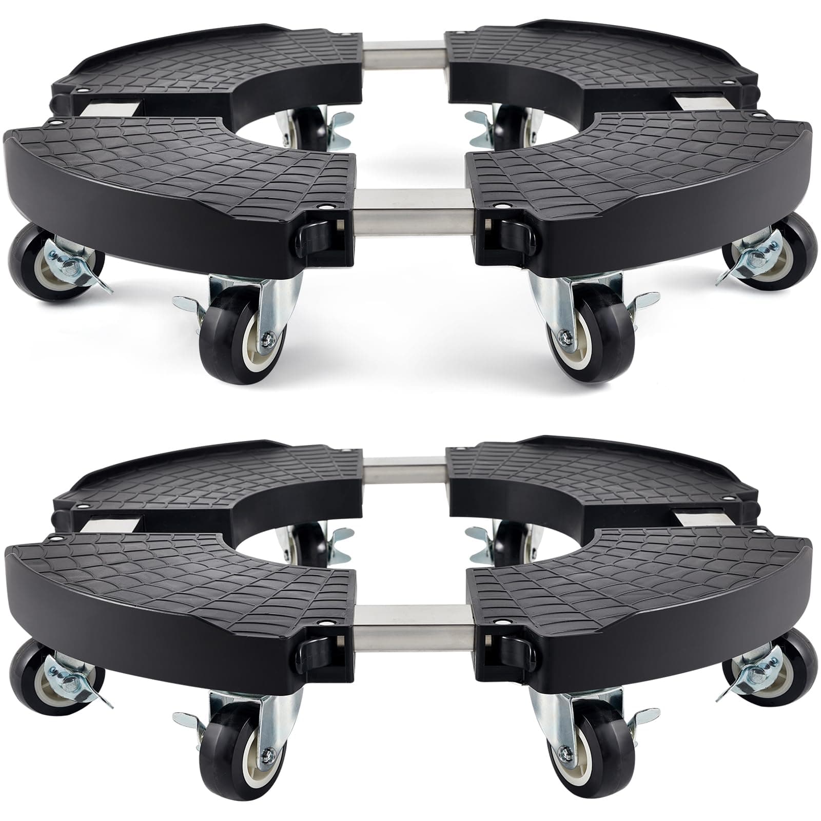 TreeGun Lot de 2 Porte Plante a roulettes, Support Plante avec 8 roulettes, Supports de Pots de Fleurs à roulettes Réglable 38-58CM, Capacité de 200KG, Porte Plante Robuste pour Extérieur à Intérieur