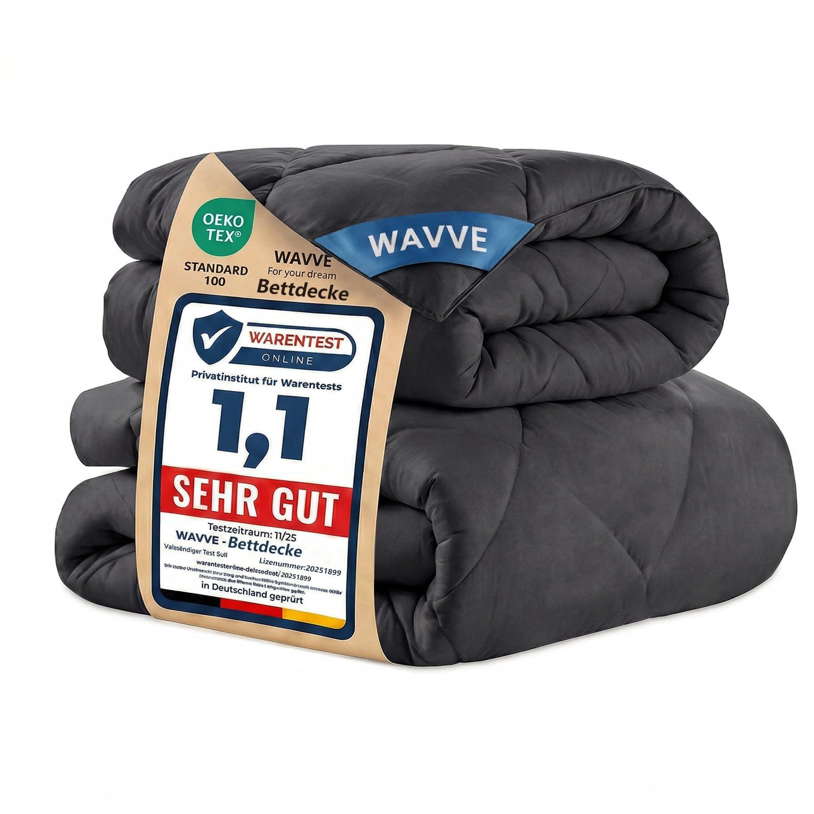 WAVVE Piumino Letto Matrimoniale 4 Stagioni 240x260 cm, Set Piumino Estivo 150gsm 260x240 + Primaverile/Autunnale 300gsm 240 x 260 = Piumone Invernale Caldissimo 450gsm, Grigio