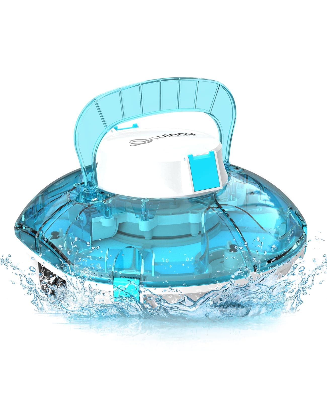 WINNY POOL CLEANER Winny 200 Robot Piscine, Aspirateur Piscine sans Fil avec Batterie, Autonomie 75 Min pour Piscines Hors-Sol 60m², Double Filtration,Stationnement Automatique(Transparent Bleu)