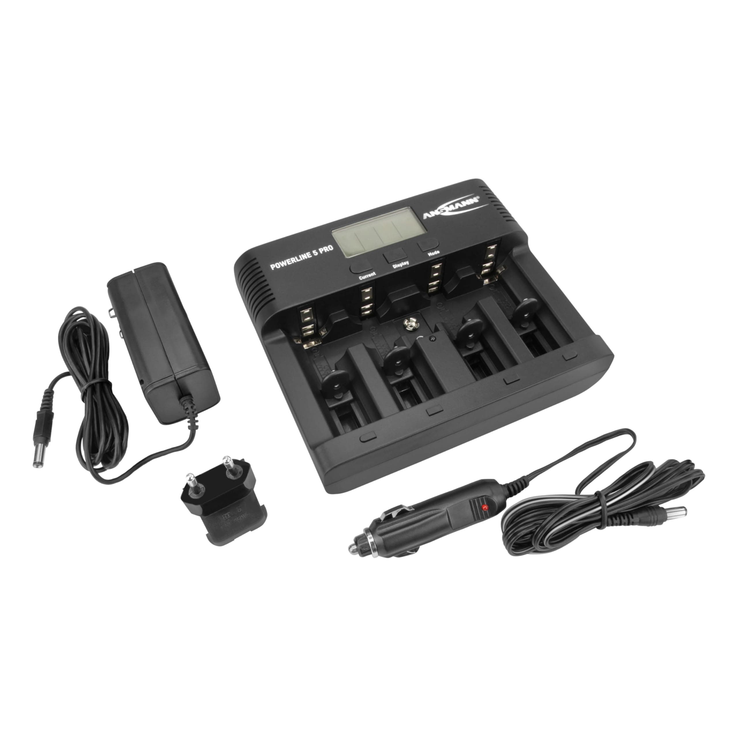 ANSMANN Powerline 5 Pro Ladegerät für NiMH/NiCd Akkus - LCD-Display, Mikroprozessor-Technologie, Mehrfachschutz