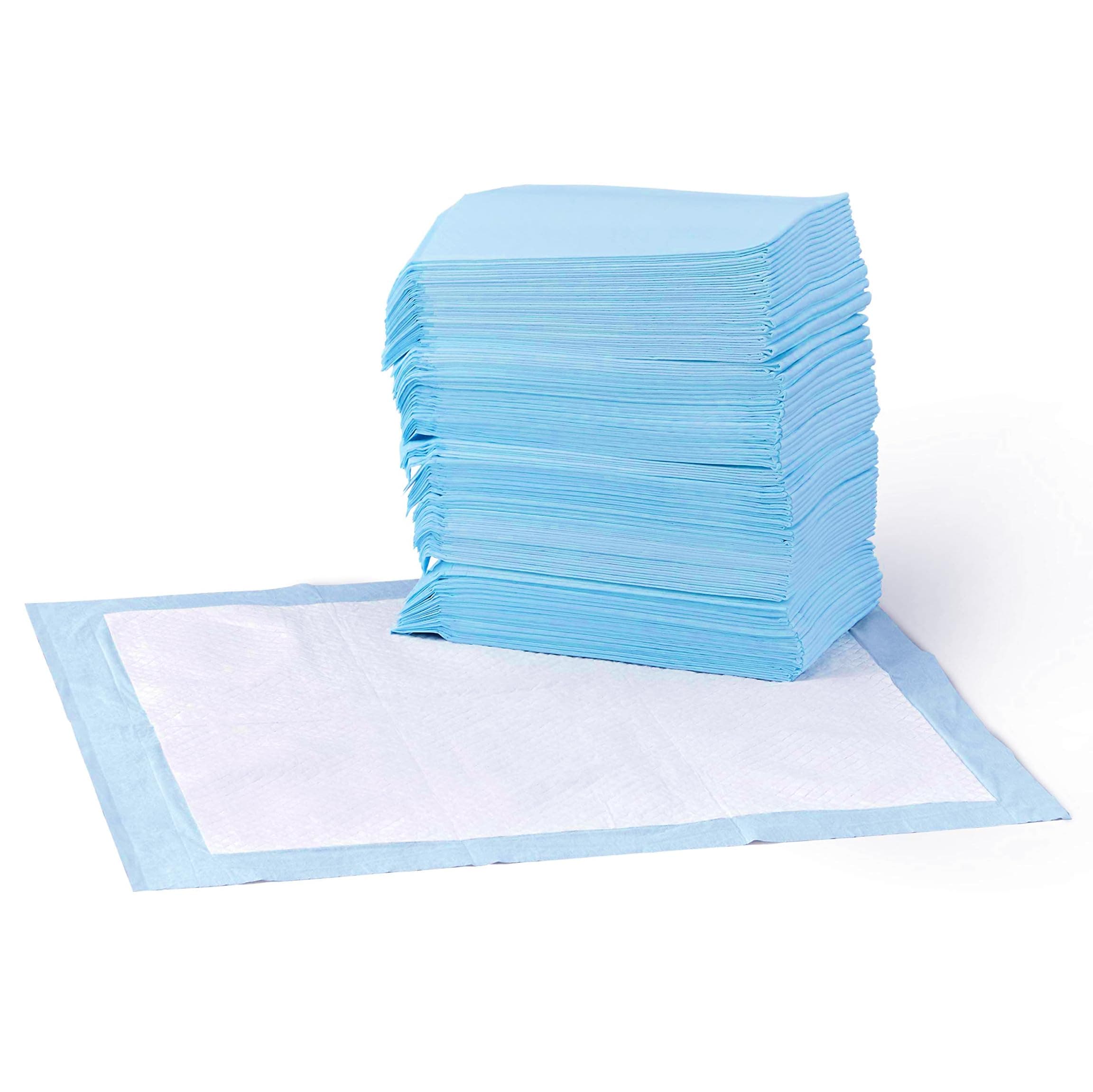 Amazon Basics Lot de 50 protections pour déjections canines, anti-fuite, 5 couches, surface à séchage rapide, taille classique, pour chiens et chiots, Bleu