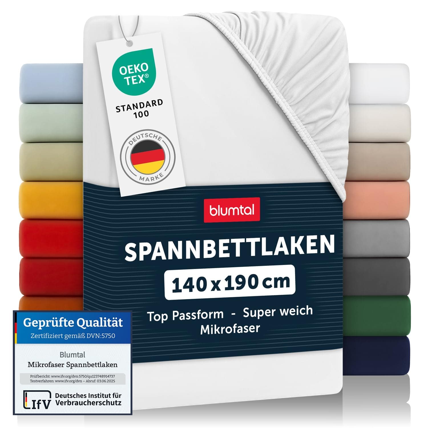 Blumtal® Spannbettlaken 140x190cm - Bettlaken 140x190 aus Microfaser - Oekotex zertifiziertes Spannbetttuch 140x190 - Spannbettlaken 140x190 / Spannleintuch 140x190 - Bettlaken - Fitted Sheets - Weiß