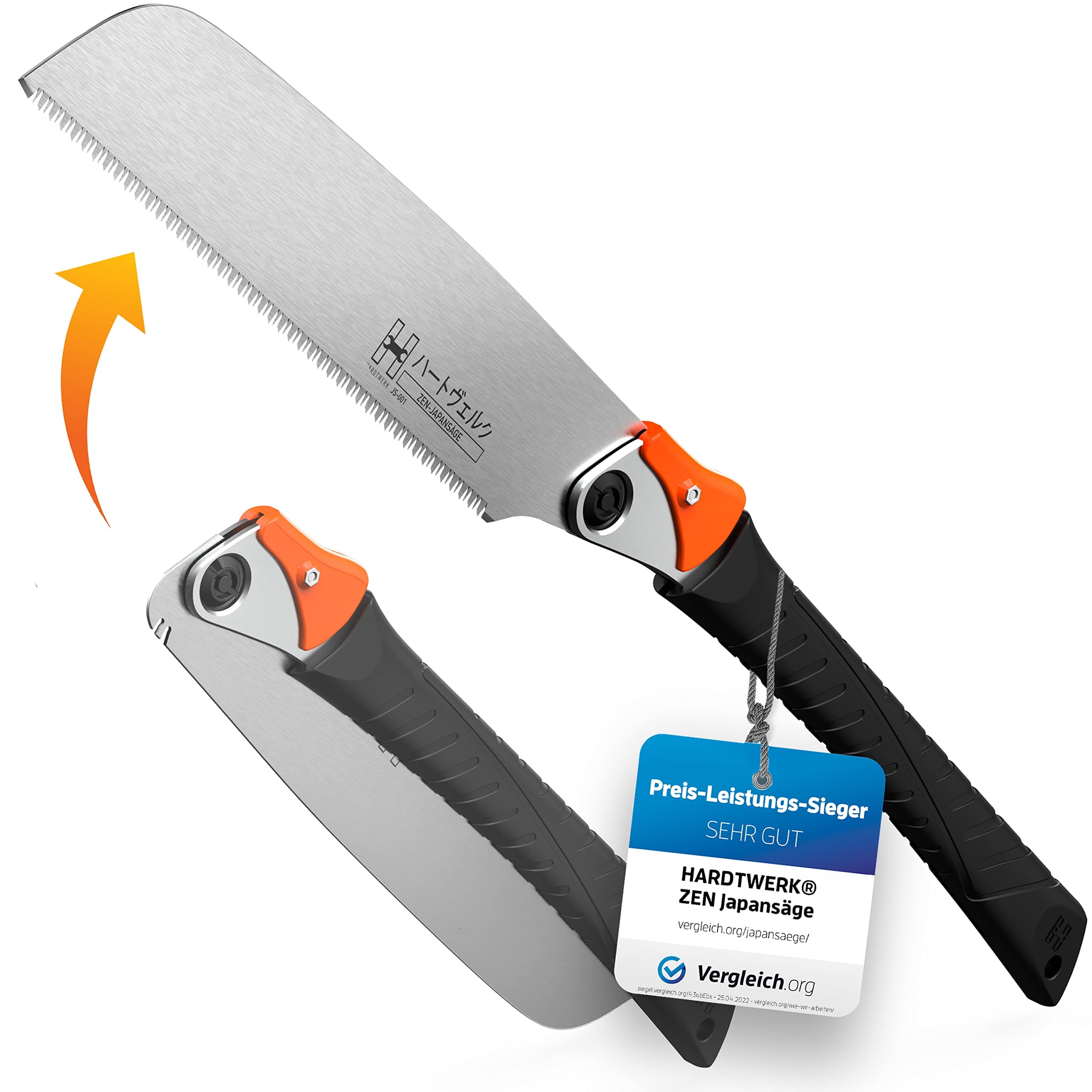 HARDTWERK Zen Scie japonaise pliable (Kataba) 240 mm en acier carbone pour bricolage et commerce – Scie japonaise fine pour le bois – Scie à bois